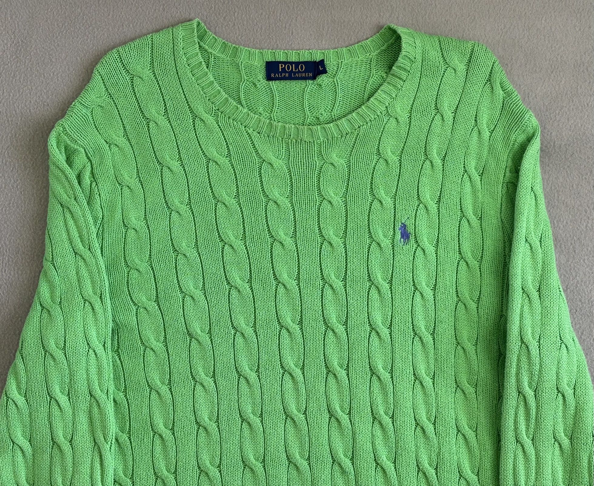 Polo Ralph Lauren Polo Ralph Lauren Cable Knit Green Sweater Large Size L / US 10 / IT 46 - 4 Thumbnail