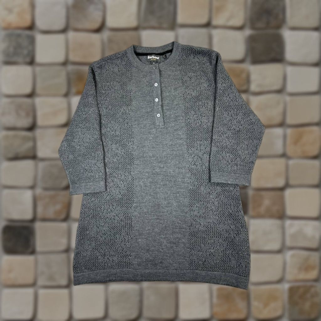 Barbour Barbour Womens Sweater Shirt Crew Neck Long Sleeve Gray Wool Knit Henley 14 Regular Size XL / US 12-14 / IT 48-50 - 1 Thumbnail