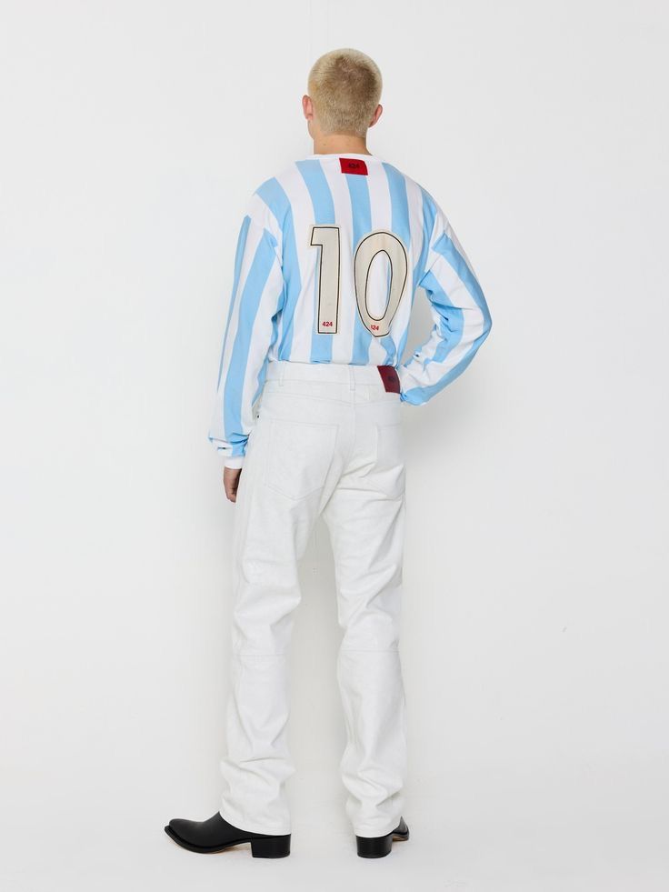 424 424 on Fairfax Striped Soccer Sweater in Blue Size US L / EU 52-54 / 3 - 4 Thumbnail