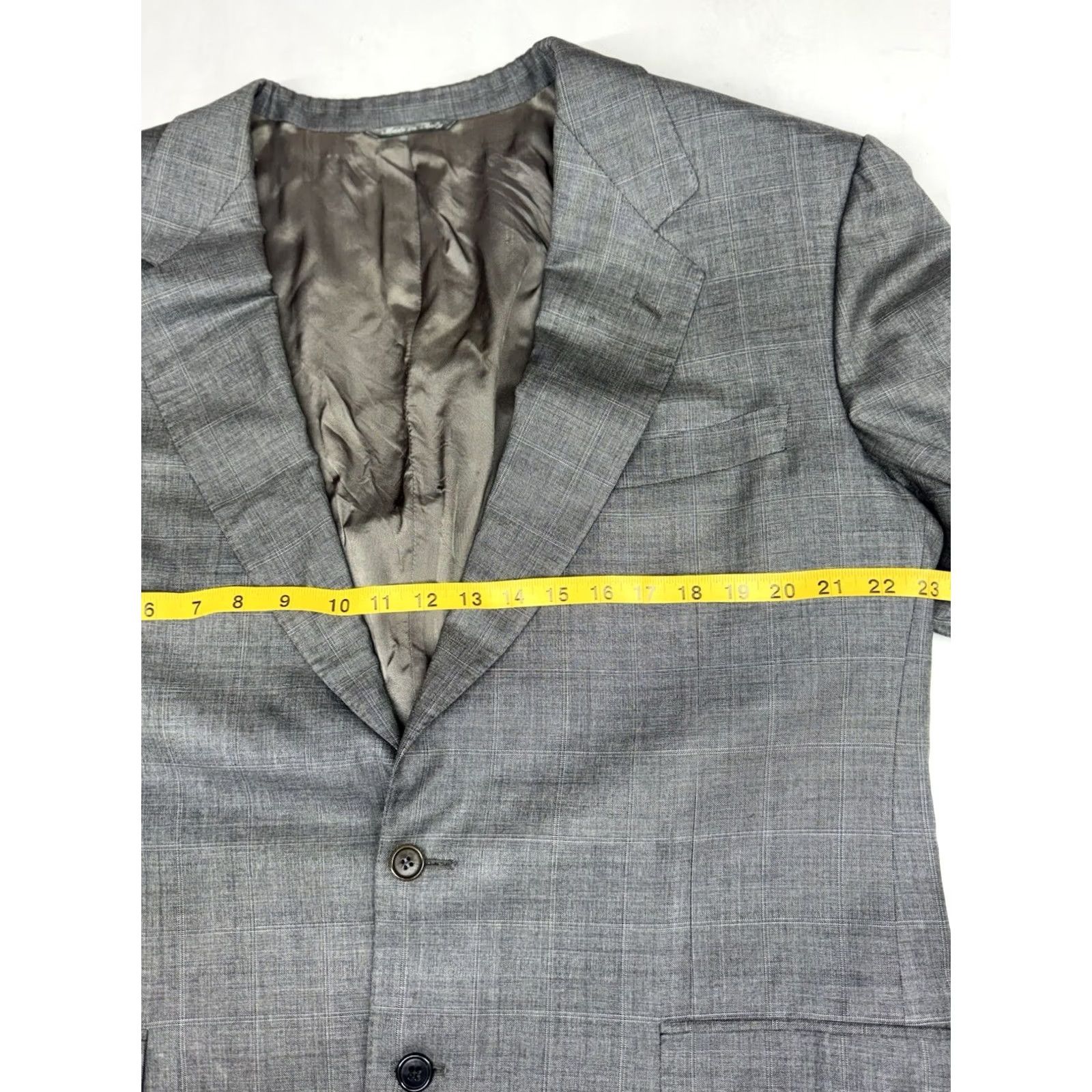 Canali Canali Gray Wool Window Pane Blazer Suit Jacket Men’s 46L Made in Italy - STAINS Size 42R - 6 Thumbnail