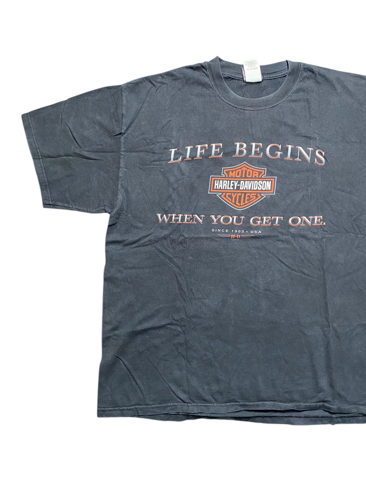 Harley Davidson VINTAGE HARLEY DAVIDSON LIFE BEGIN CARTERSVILLE GEORGIA Size US XL / EU 56 / 4 - 4 Thumbnail