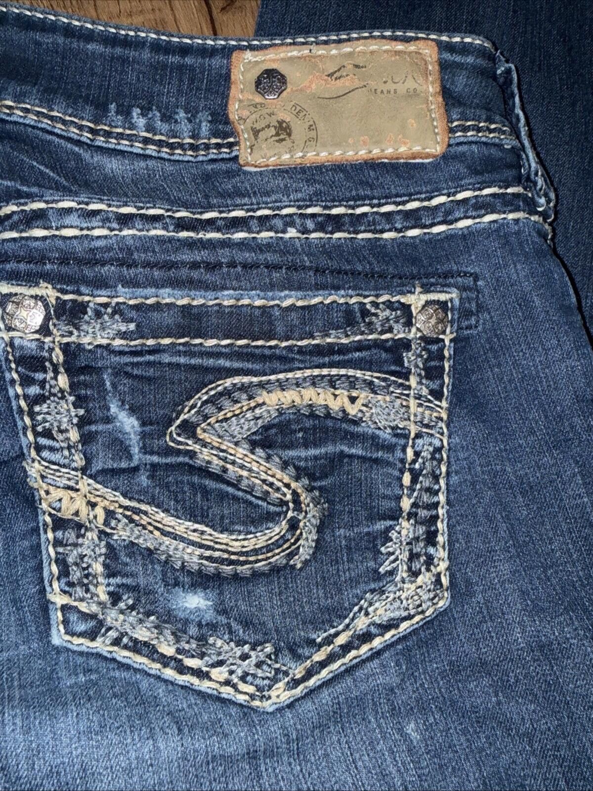 Silver Jeans Co. Silver Jeans SUKI 17 Blue Bootcut Stretch Embellished Pocket Size 27" / US 4 / IT 40 - 8 Thumbnail