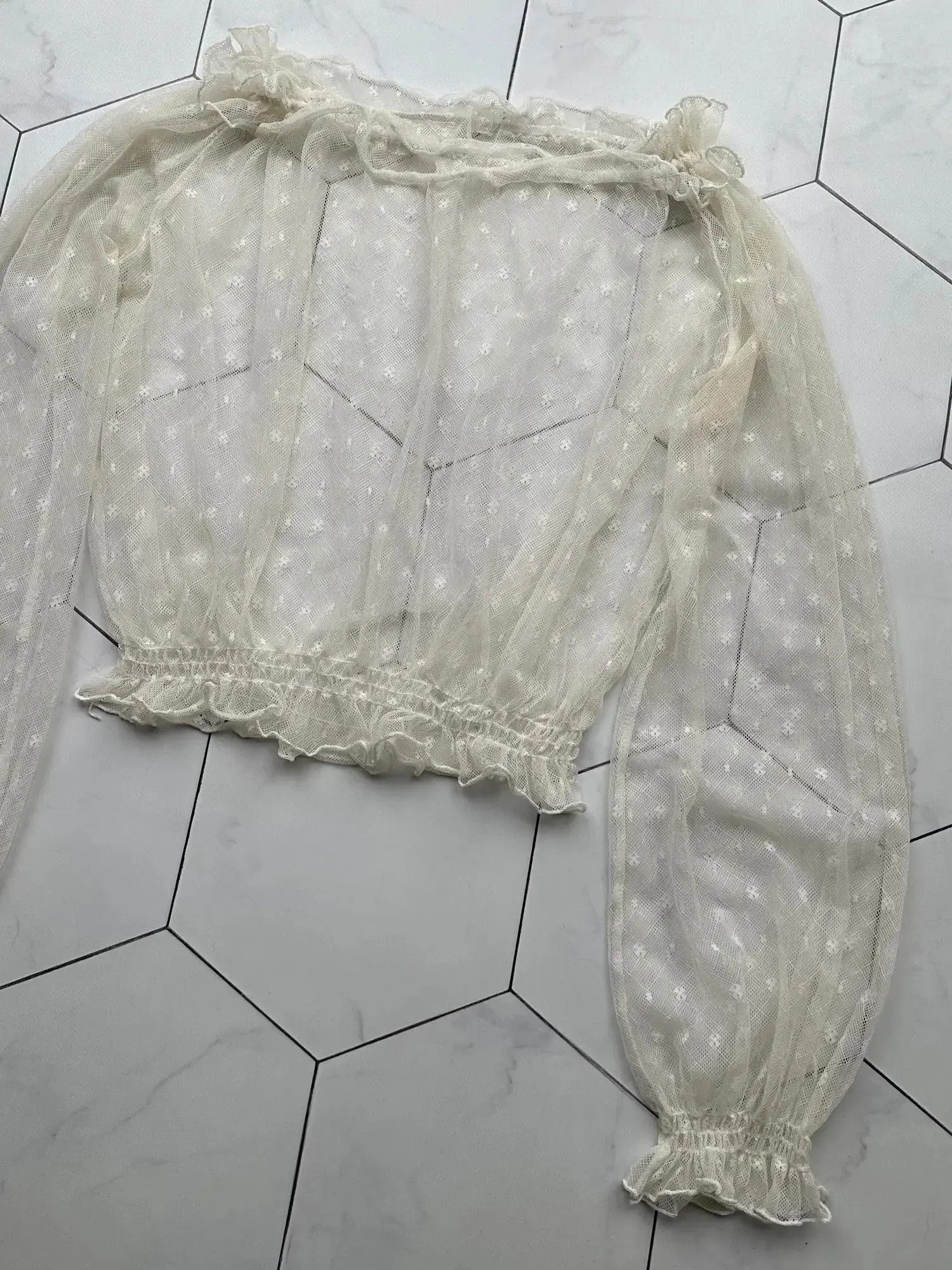 Japanese Brand Vintage Mesh Cropped Blouse (B408)D15E2 Size M / US 6-8 / IT 42-44 - 3 Thumbnail