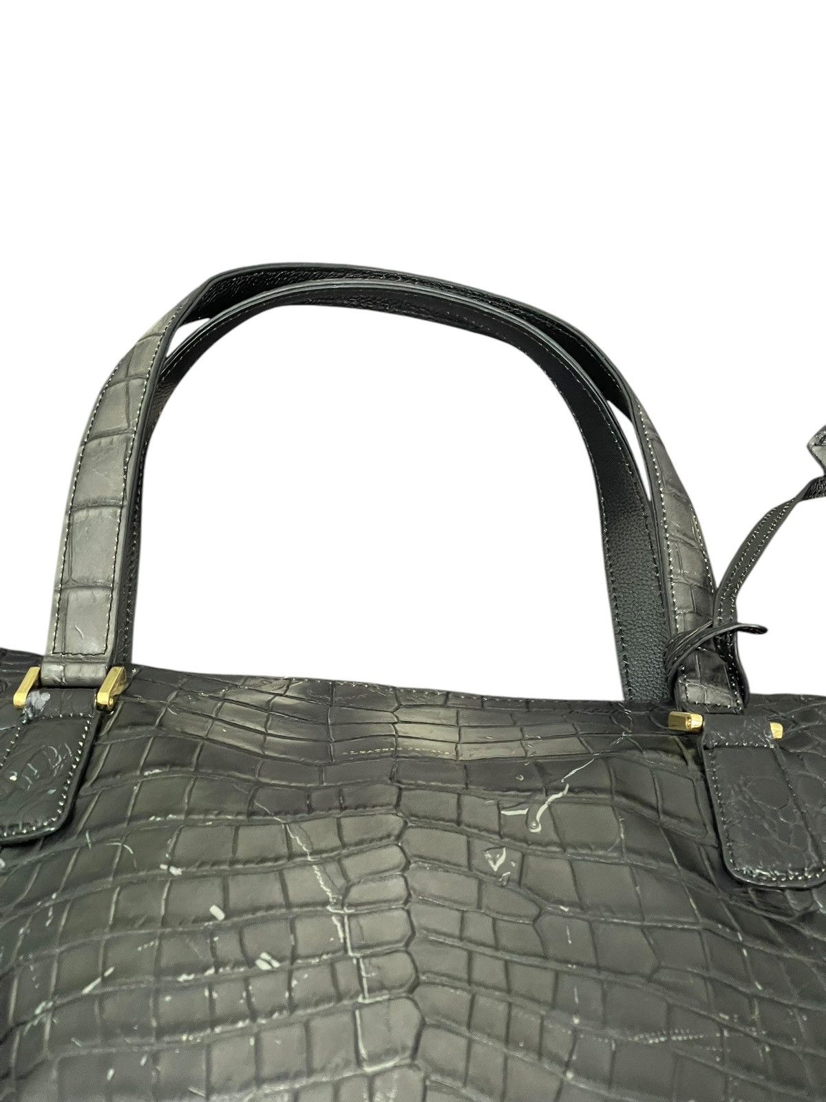 Genuine Leather Crocodile Embossed Patina Leather Jewels Hand Bag 1🟩4 Size ONE SIZE - 10 Thumbnail