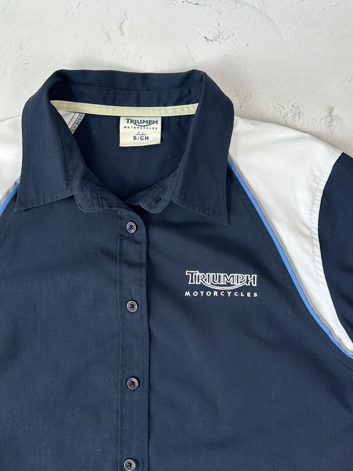 Vintage Vintage Triumph Motorcycle Navy Shirt Size S / US 4 / IT 40 - 6 Thumbnail