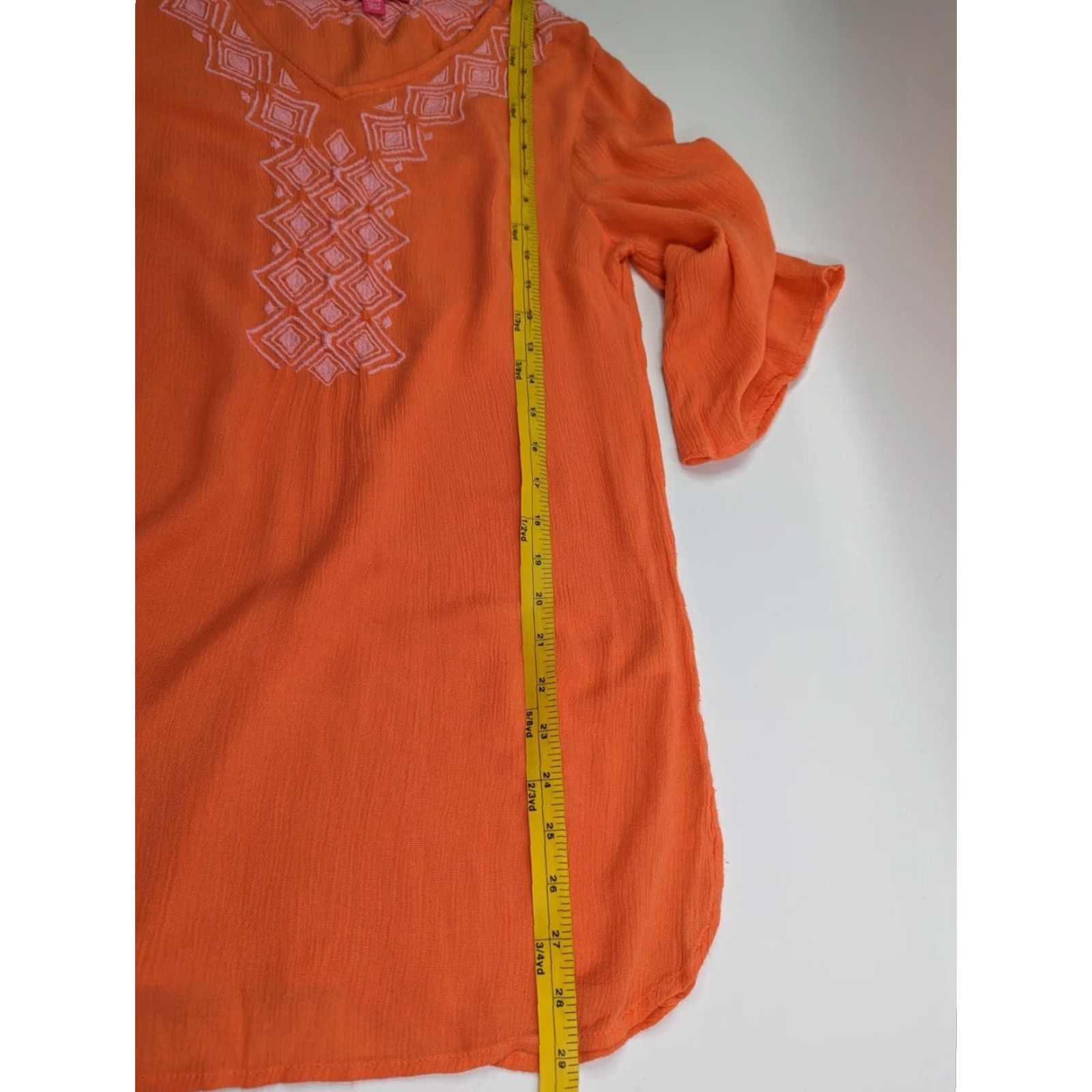 Lilly Pulitzer VINTAGE Lilly Pulitzer x Target Tunic Shirt 3/4 Sleeve Embroidered XS Womens Orange Coral Pink Size XS / US 0-2 / IT 36-38 - 5 Thumbnail