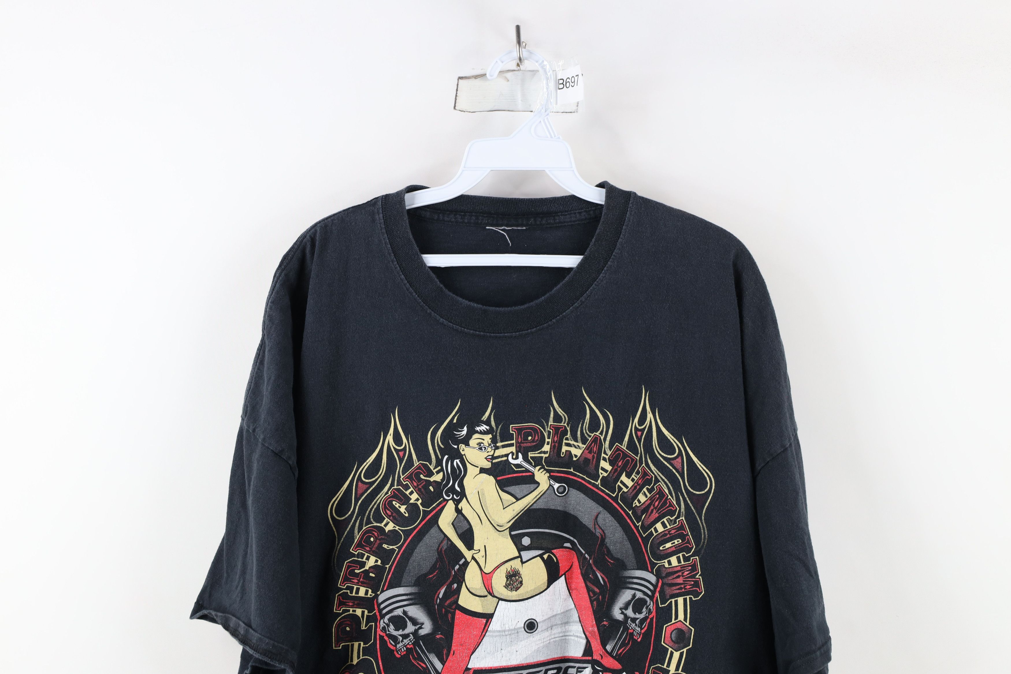 Vintage Y2K Streetwear Flames Pinup Girl Skull Car Racing T-Shirt Size US XXL / EU 58 / 5 - 2 Thumbnail