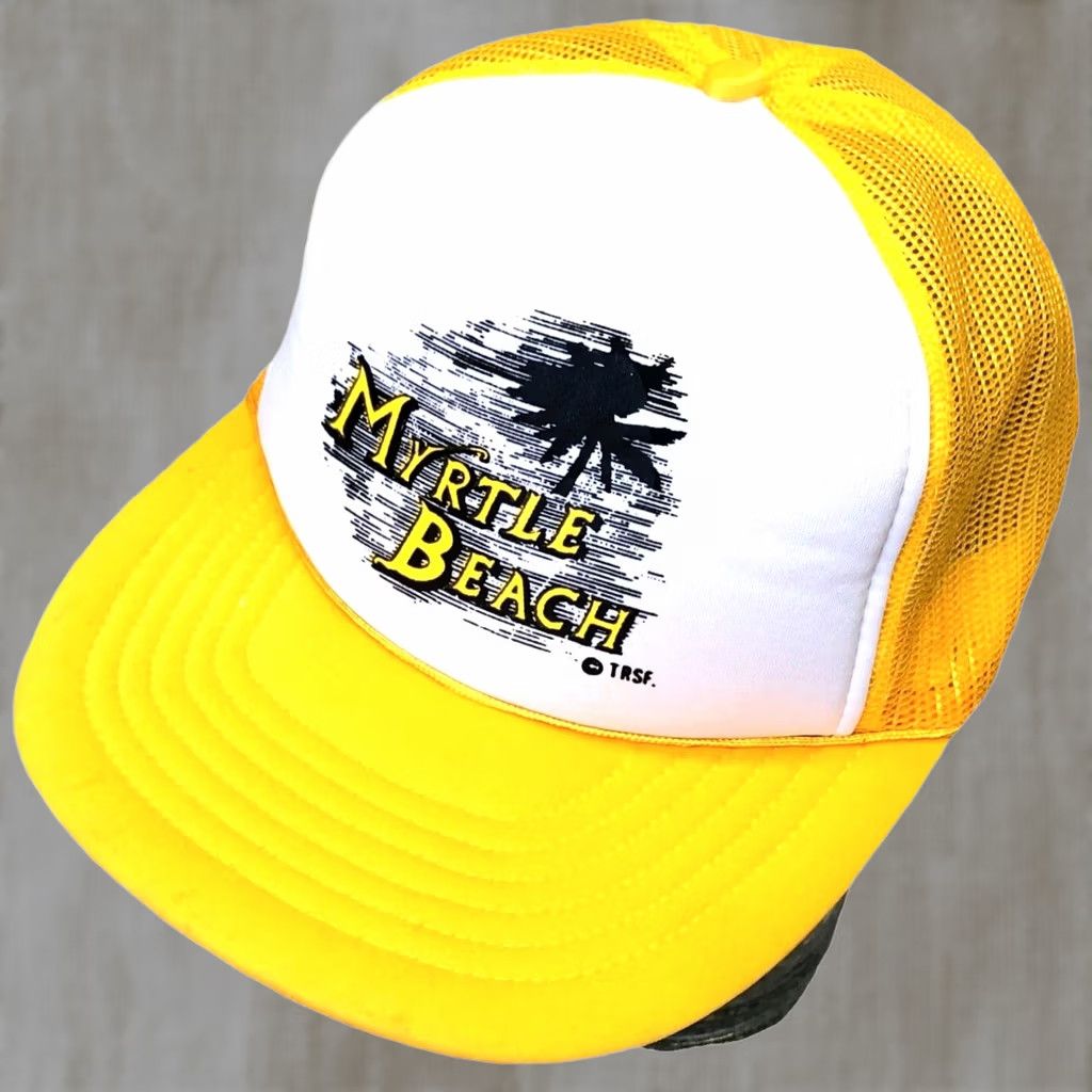 Vintage VINTAGE Myrtle Beach Trucker Hat Cap Snapback Yellow White 90s Y2K Men Size ONE SIZE - 1 Thumbnail