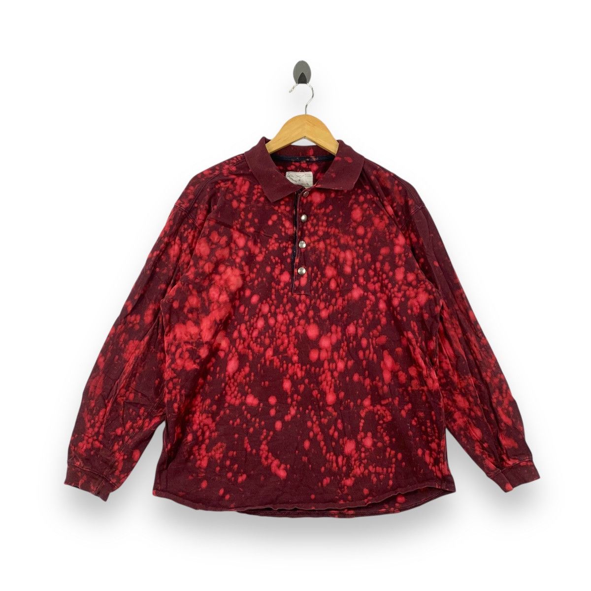 Other Vintage AXIS USA Made Bleach Dye Polo Long Sleeve Shirt Red Size M / US 6-8 / IT 42-44 - 1 Thumbnail