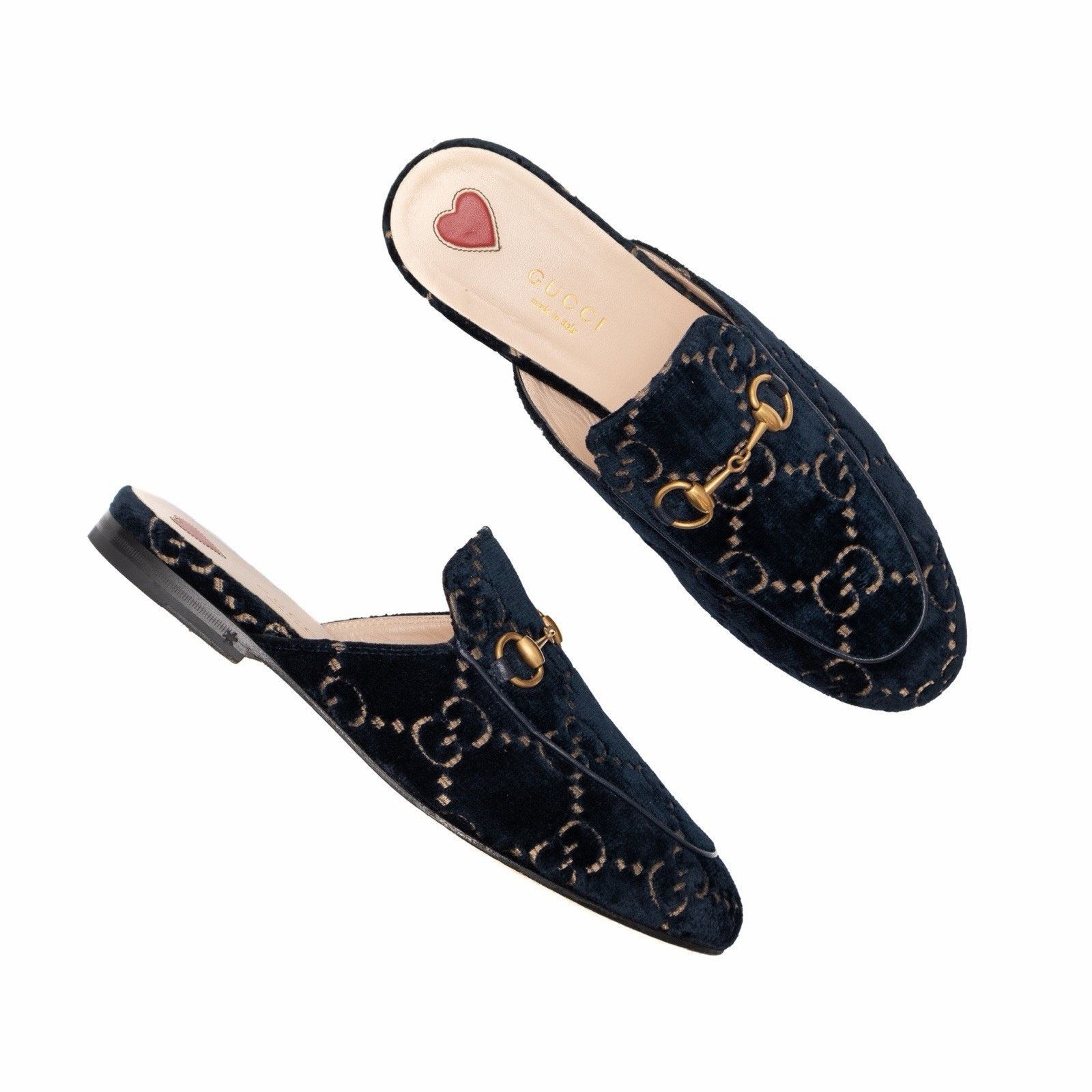 Gucci Gucci Princetown GG Monogram Blue Velvet Horsebit Mule Navy Size US 7 / IT 37 - 6 Thumbnail