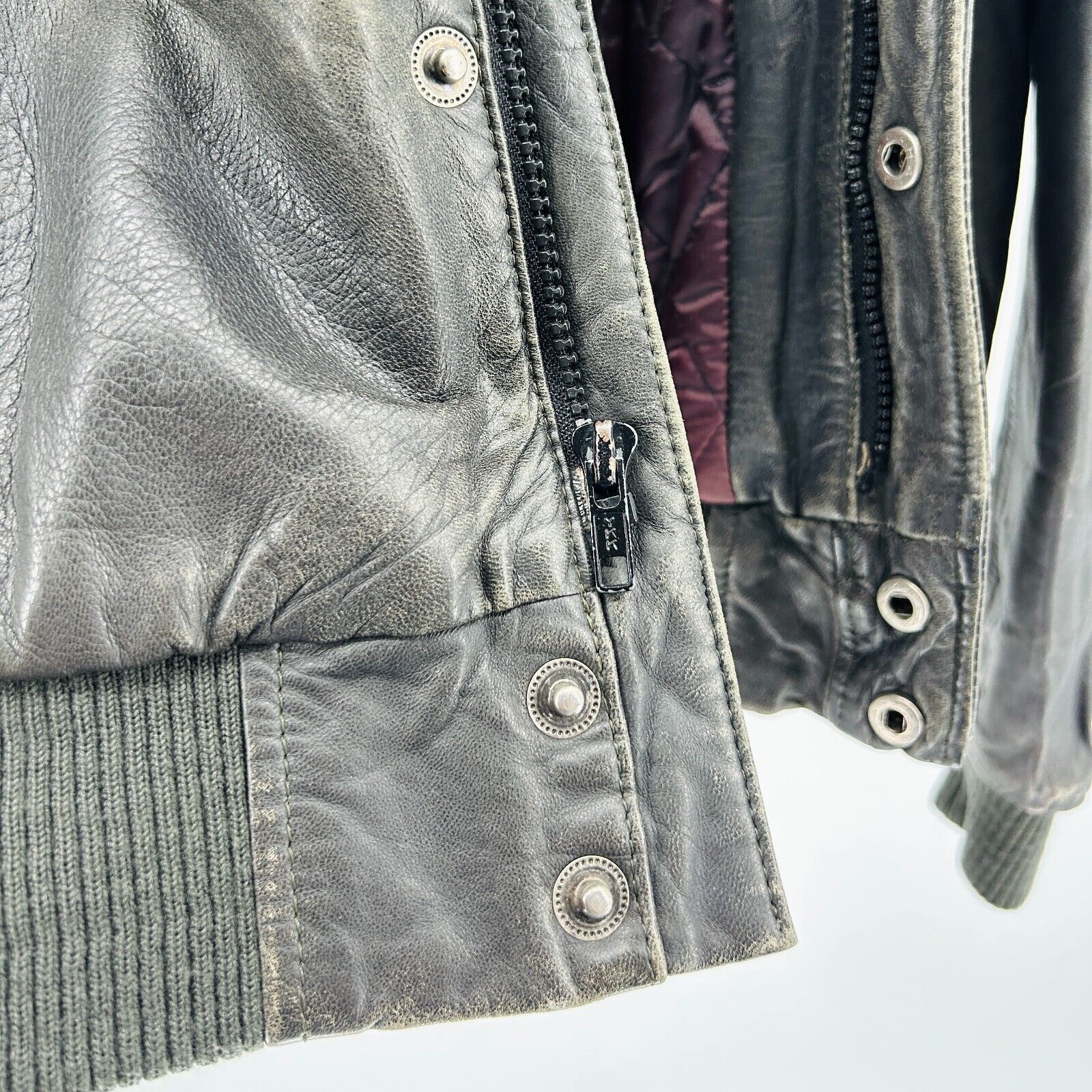 Bloomingdale's Vintage 80s Black Genuine Leather Distressed Bomber Jacket Size US L / EU 52-54 / 3 - 5 Thumbnail