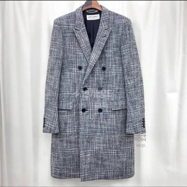 Saint Laurent Paris Saint Laurent Paris Gingham Alpaca Wool Coat Size US M / EU 48-50 / 2 - 2 Thumbnail