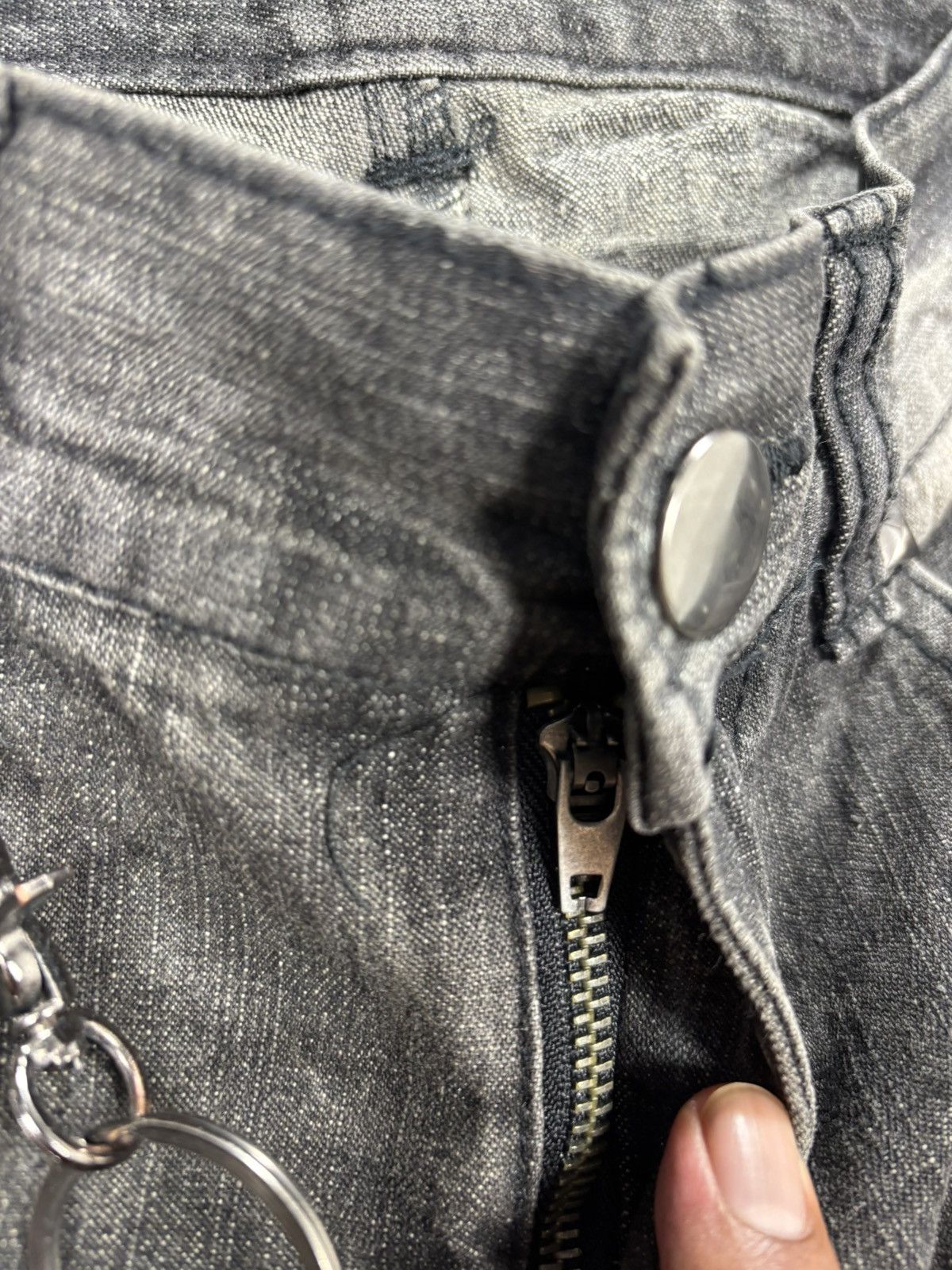 14th Addiction Black Boccaro Bondage Distressed Flared Jeans S0222 Size US 29 - 10 Thumbnail
