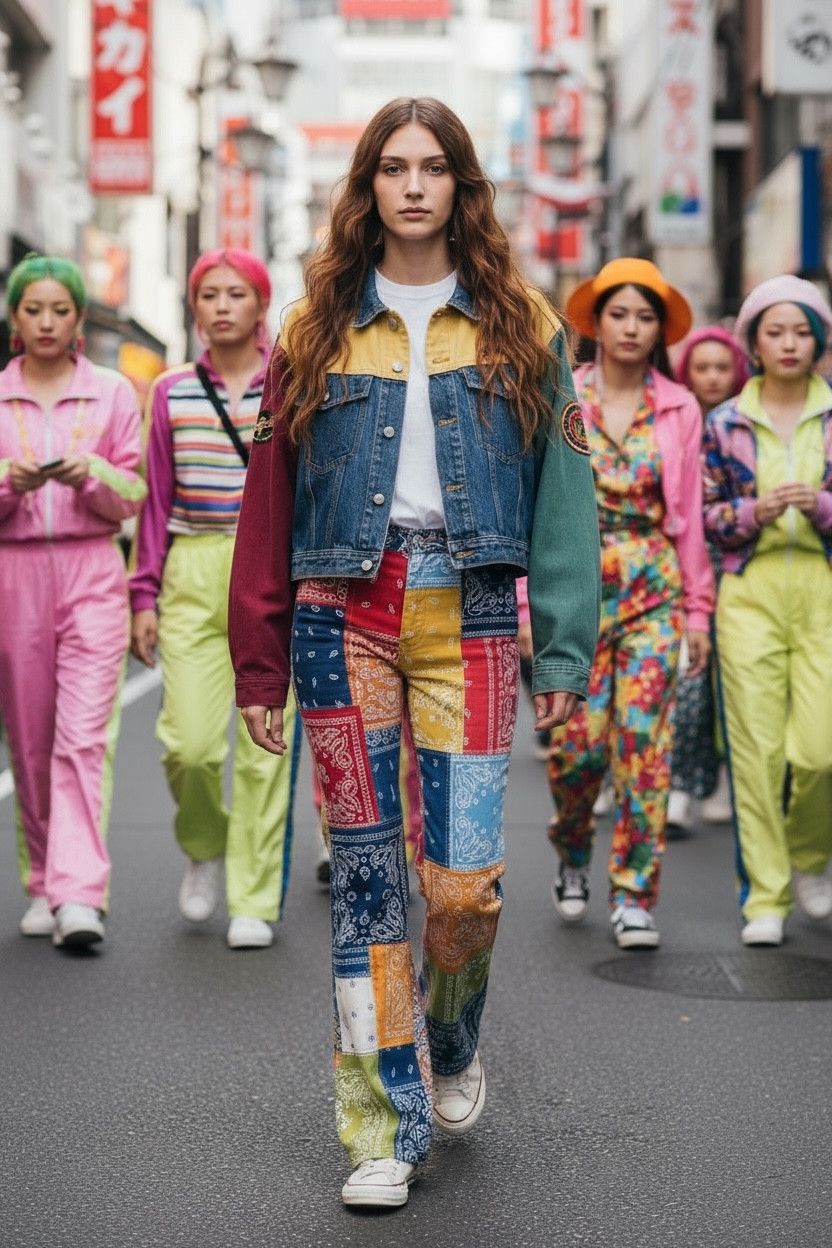 🔥 80’s💥Vintage JORDACE Colorblock Cropped Denim Jacket🔥