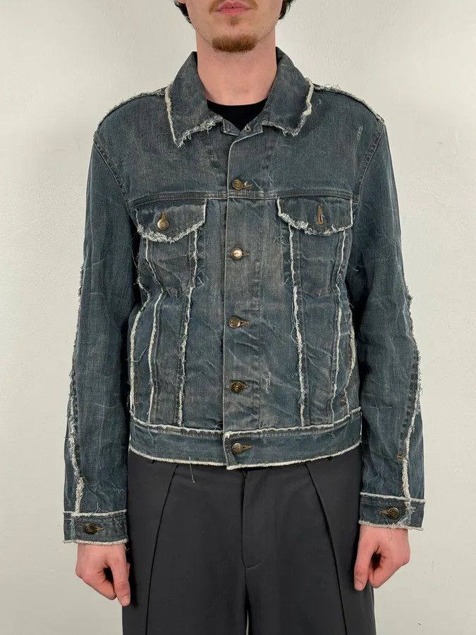 Roberto Cavalli AW2003 Cavalli Blue Eroded Denim Rebel Jacket Size US L / EU 52-54 / 3 - 2 Thumbnail