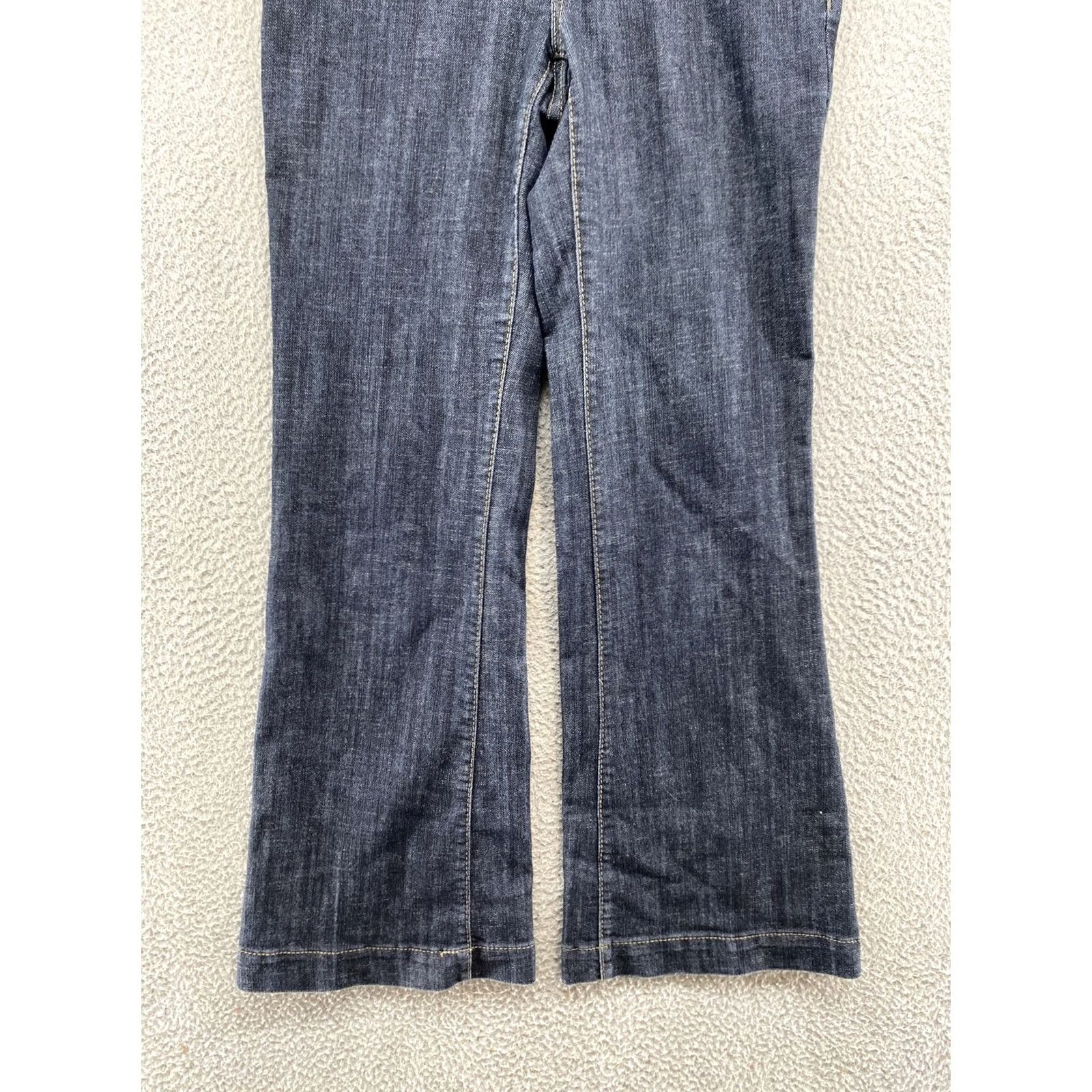 Vintage Maurices Womens Blue Denim Dark Wash Flap Pocket Wide Leg Jeans SZ 4s Regular Mid Rise Denim Pocket Western 5-Pocket Womens Size 27" / US 4 / IT 40 - 2 Thumbnail