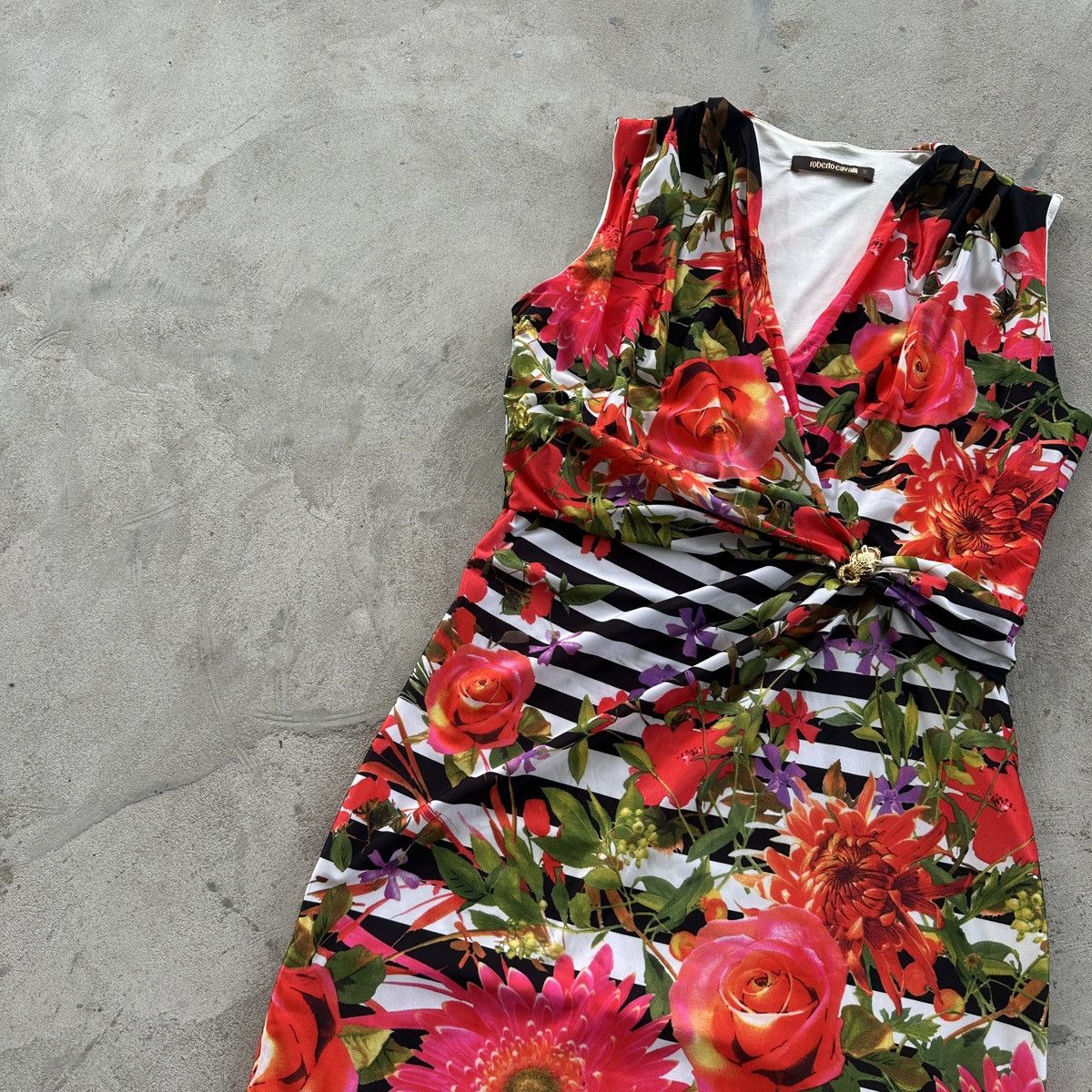 Roberto Cavalli Vintage Roberto Cavalli Floral Midi Dress Melat Red Womens M Size M / US 6-8 / IT 42-44 - 2 Thumbnail