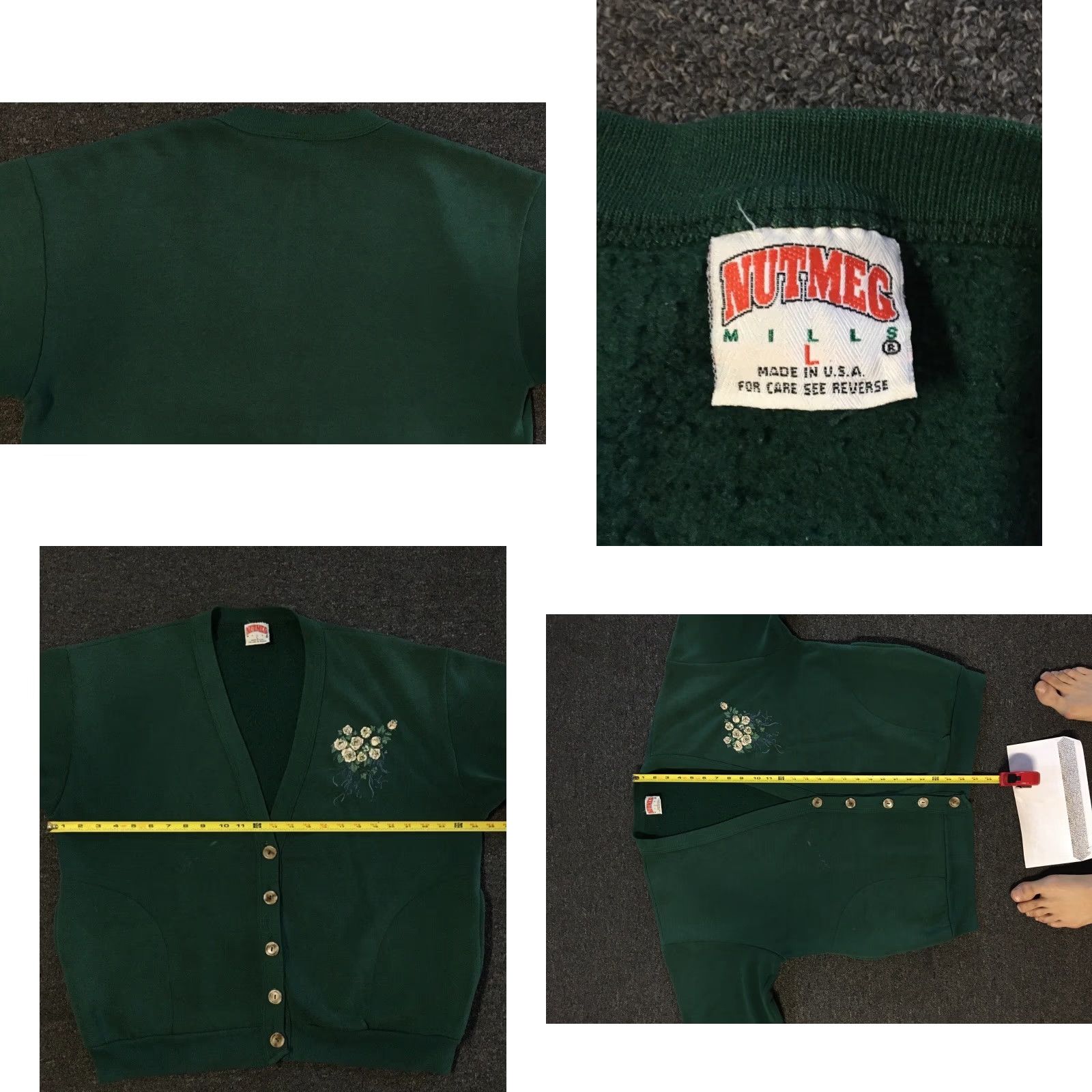 Nutmeg Vtg 90s Nutmeg Faded Flower Cardigan Sweatshirt L USA Beach Hoodie Unisex Adults Green Pullover Long Sleeve Button Knit 80s 90s Grunge Flower USA Size US L / EU 52-54 / 3 - 9 Thumbnail