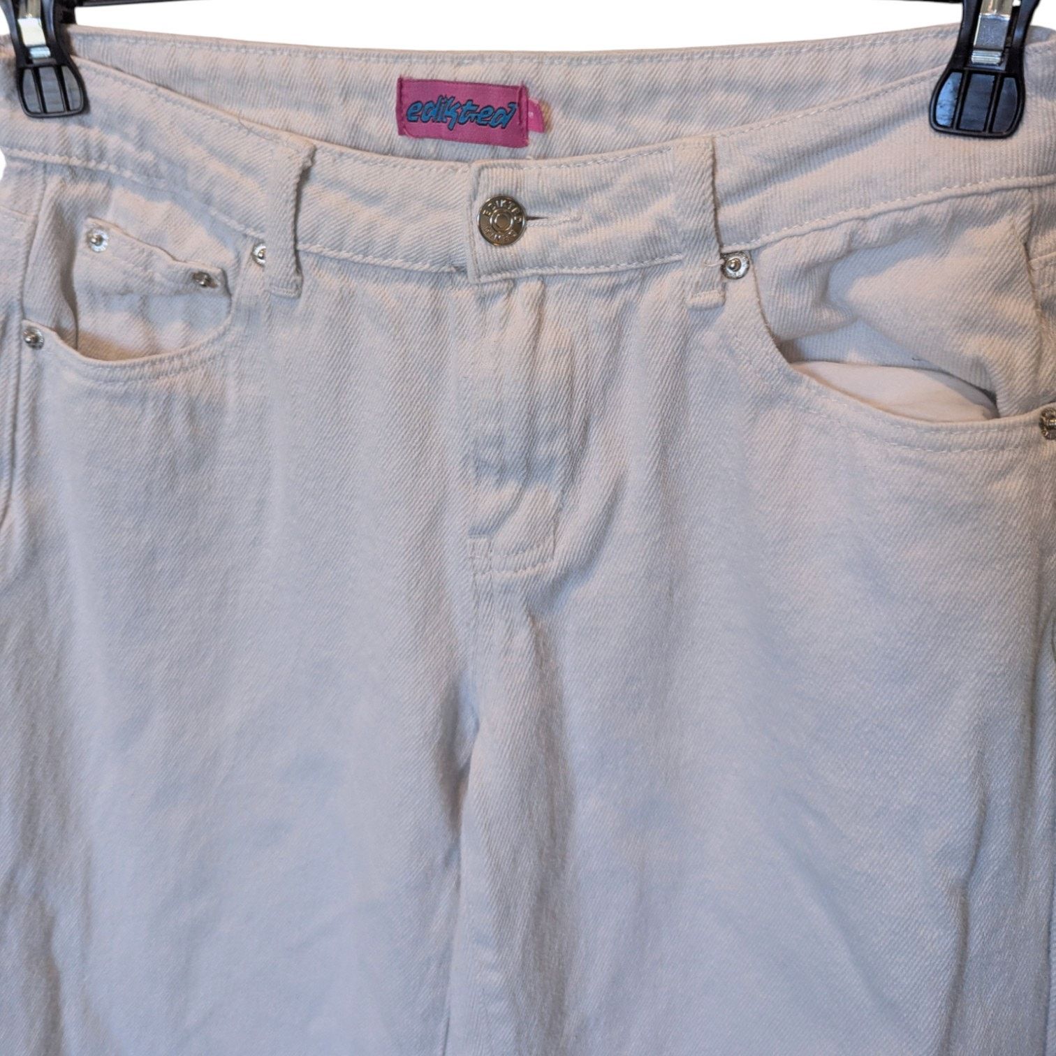 Other edikted Off-White Slouchy Gen Z Mid-Rise Wide Leg Jeans Size 28" / US 6 / IT 42 - 2 Thumbnail