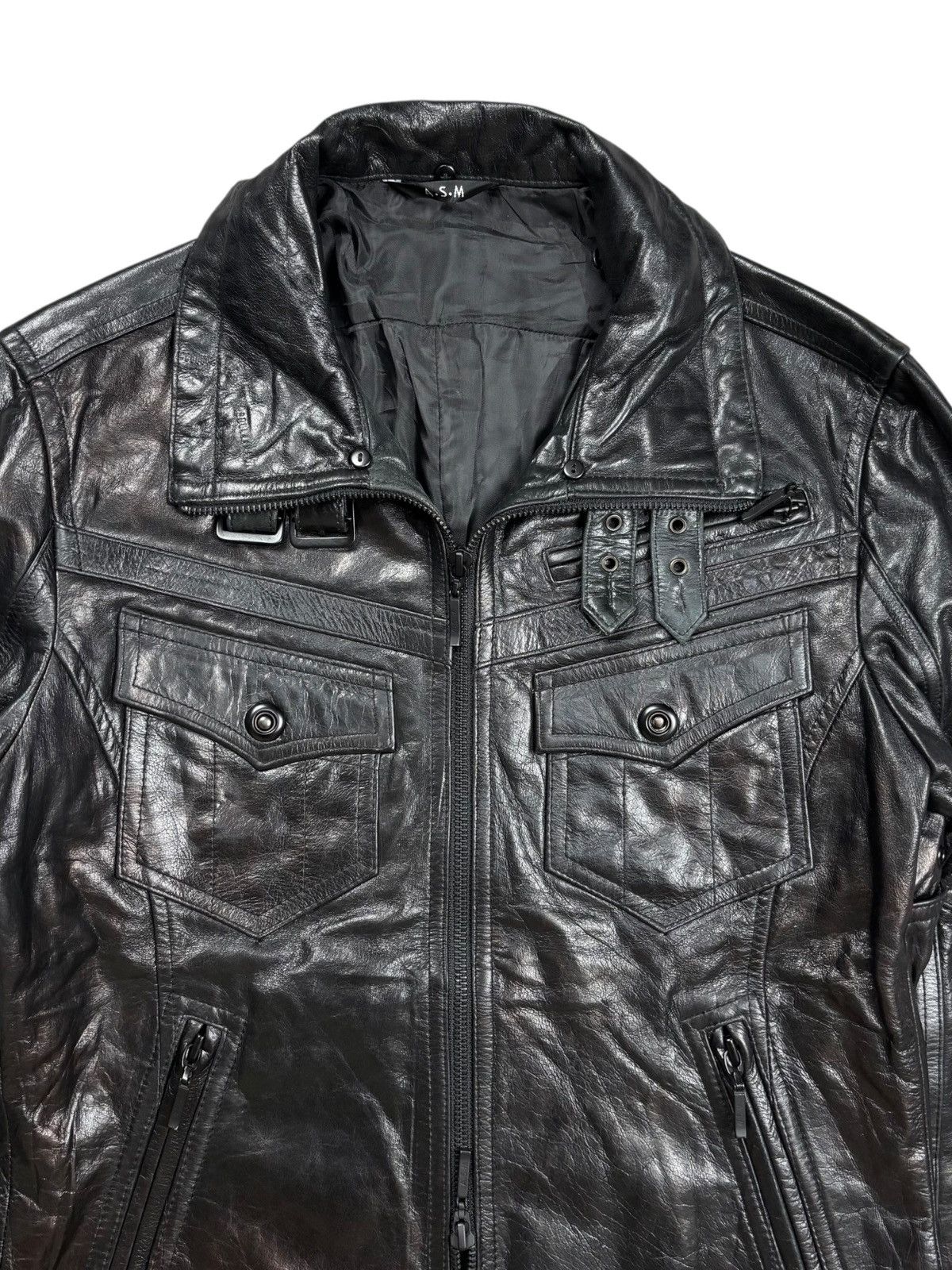 Ekam 2000s Atelier Sab - Rider Burned Leather Jacket Size US M / EU 48-50 / 2 - 8 Thumbnail