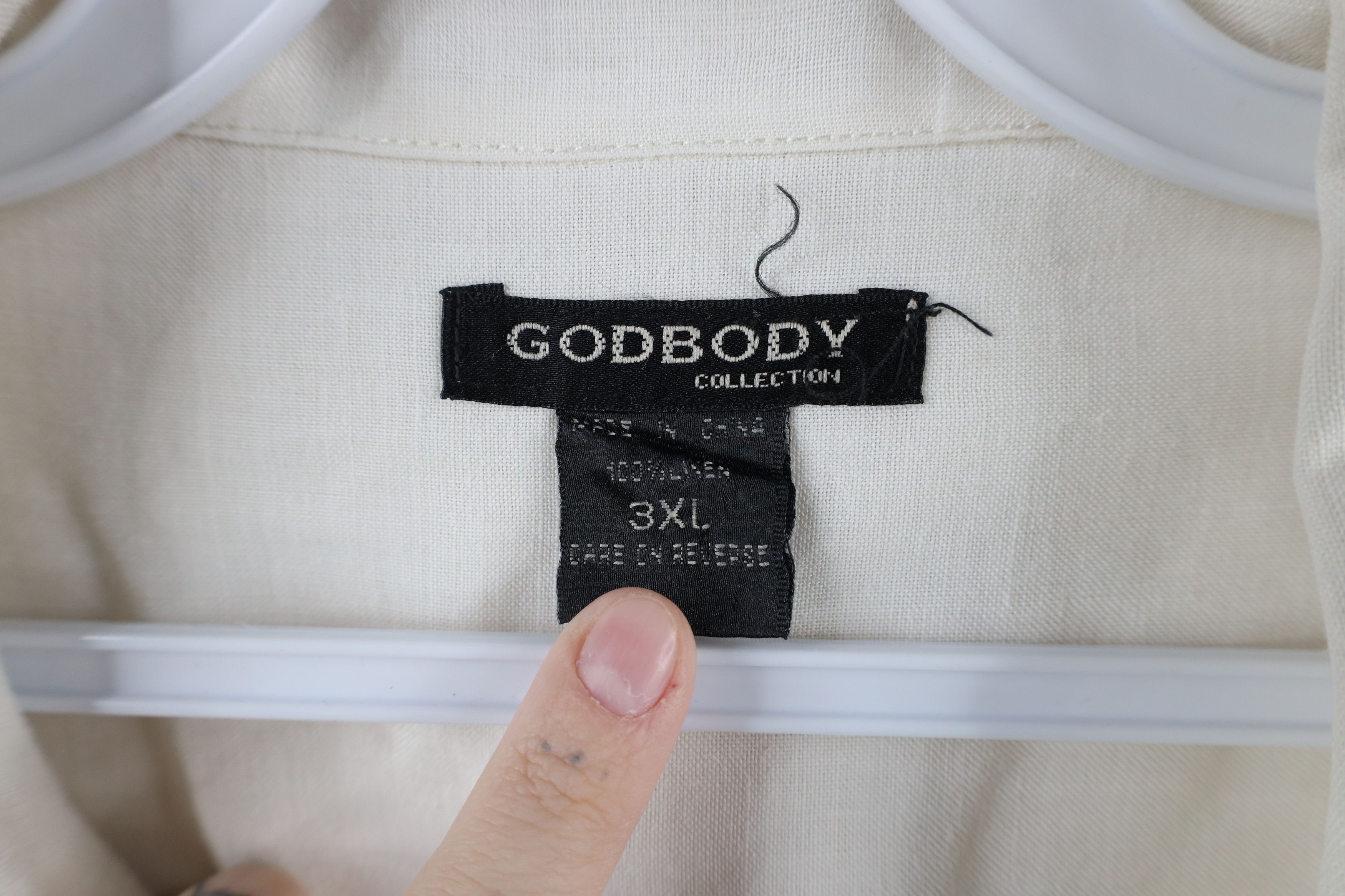 Vintage Vintage 90s Streetwear Linen Camp Collar Button Shirt Cream Size US XXL / EU 58 / 5 - 6 Thumbnail