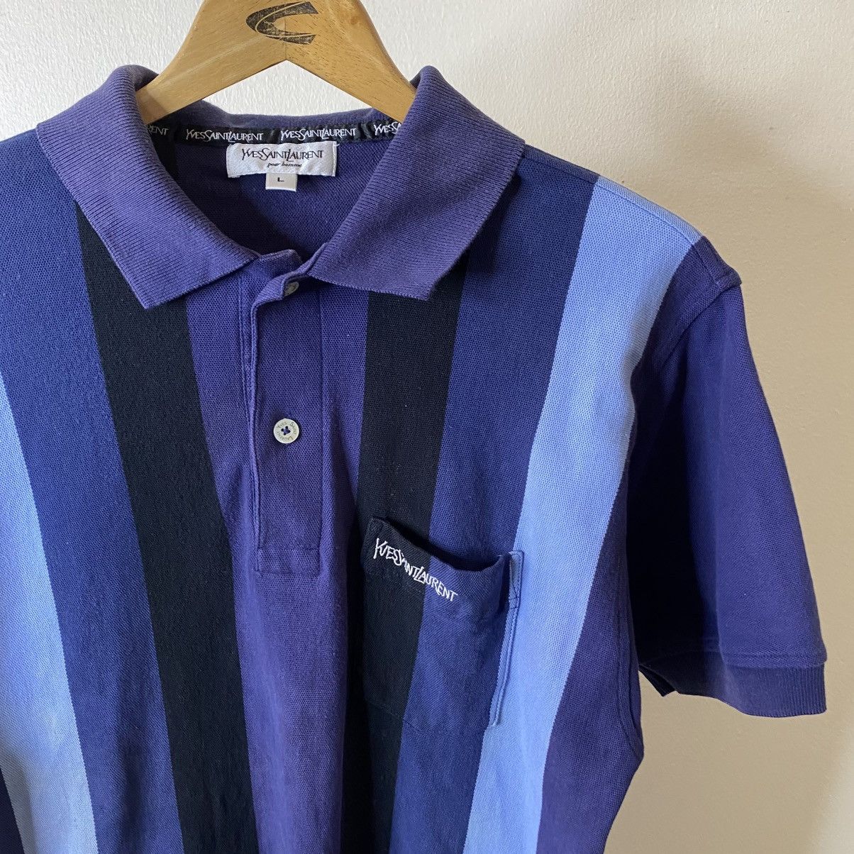 Yves Saint Laurent Vintage YSL Pour Homme Stripes Polo T Shirt Size US S / EU 44-46 / 1 - 2 Thumbnail