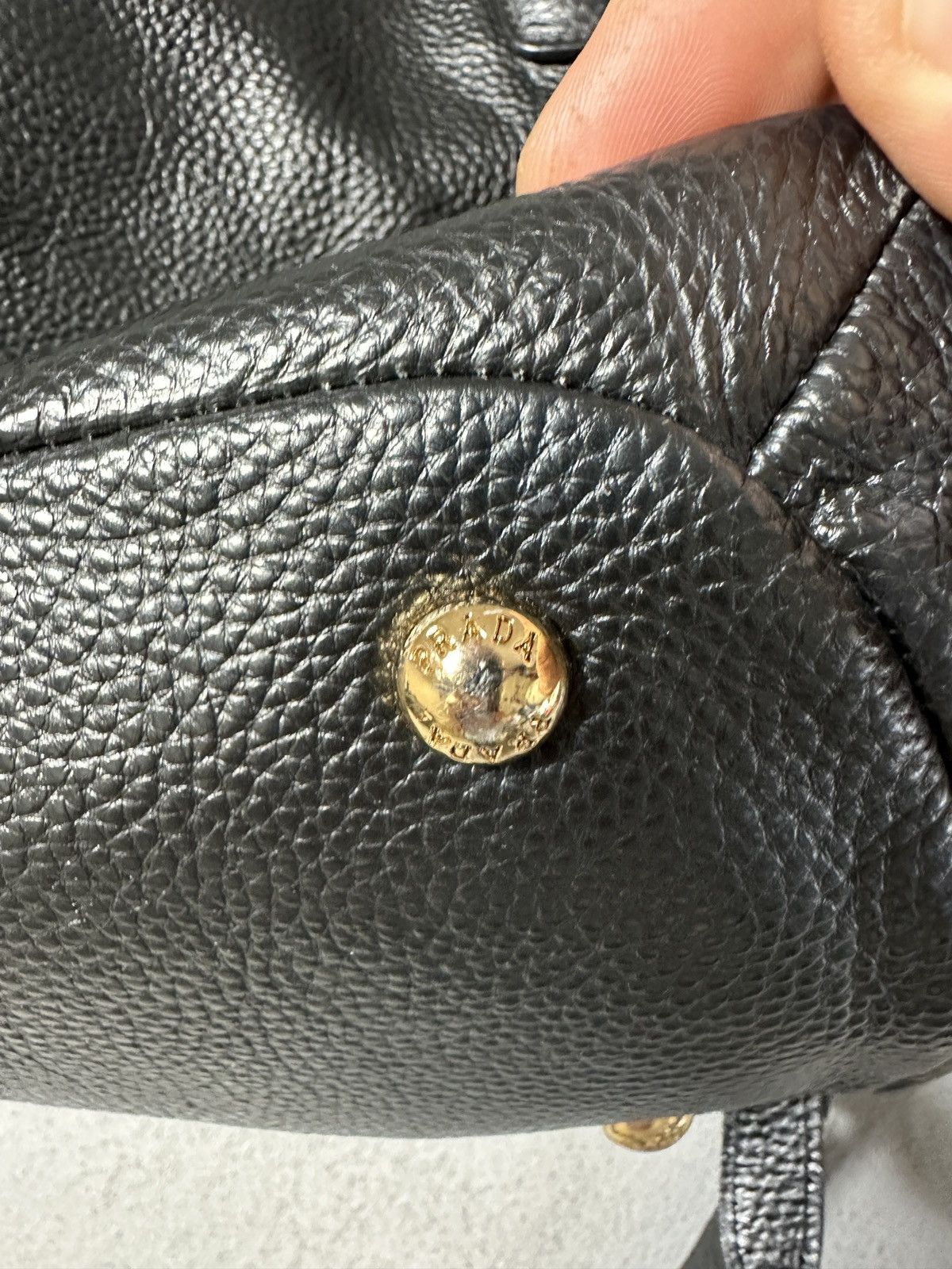 Designer × Prada Prada Black Vitello Daino Leather Sacca 2 Manici Hobo Bag Size ONE SIZE - 8 Thumbnail