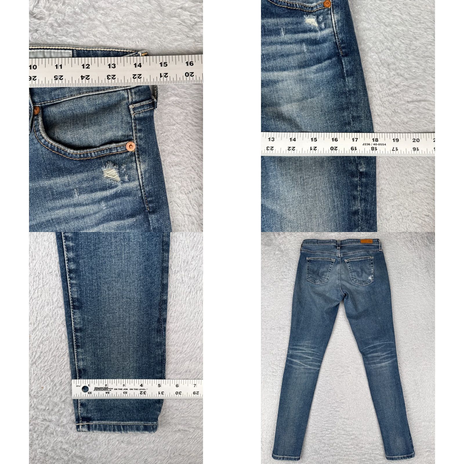 Vintage AG Adriano Goldschmied Jeans Women 28 Blue Legging Super Skinny Distressed Denim Skinny Jeans Women 28 Blue Size 28" / US 6 / IT 42 - 9 Thumbnail