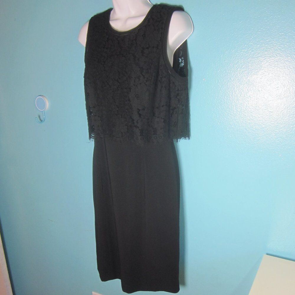 Rebecca Taylor Rebecca Taylor Womens Size 4 Black Sheath Dress with Lace Ov Size S / US 4 / IT 40 - 1 Thumbnail