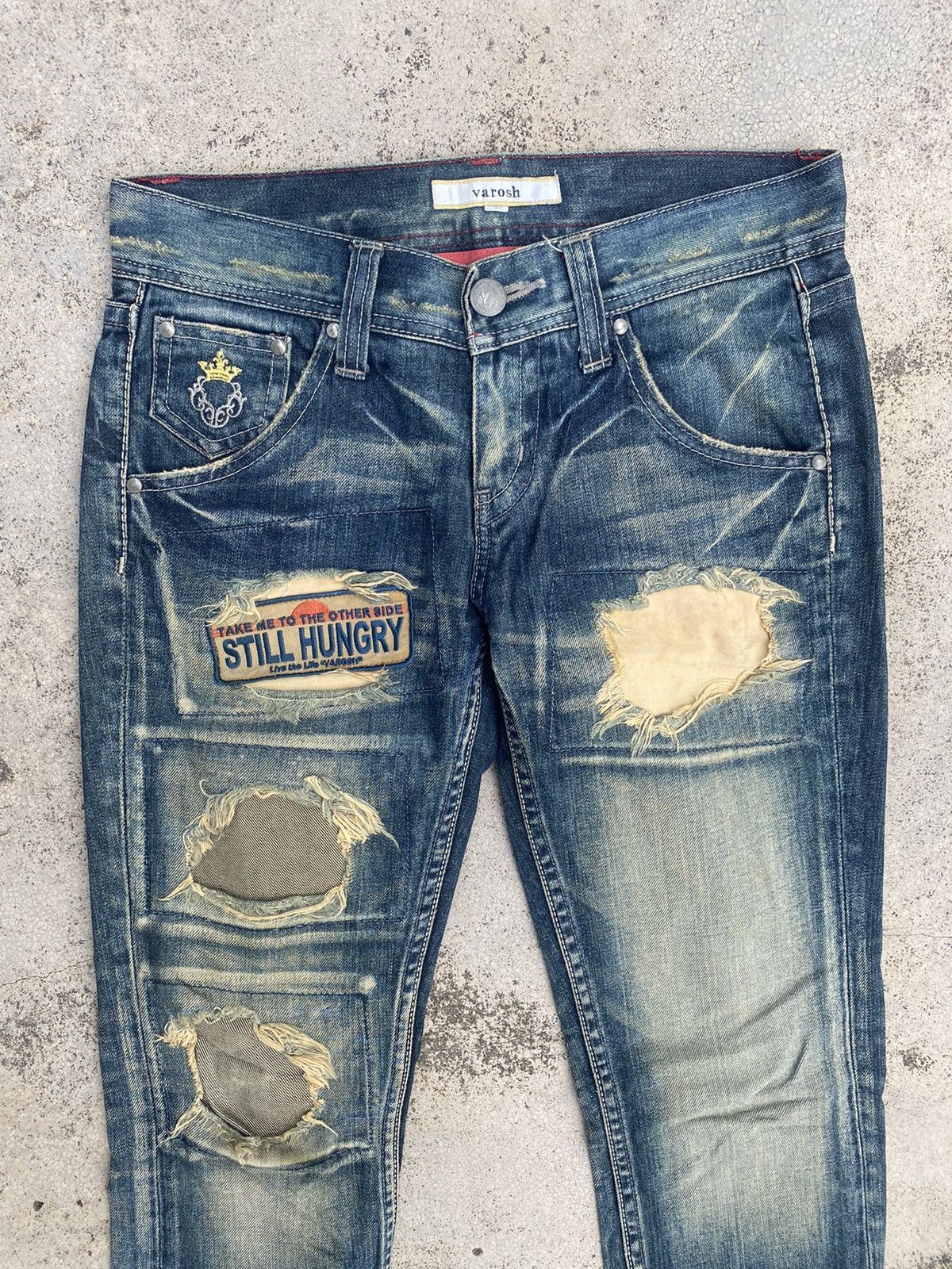 If Six Was Nine × Japanese Brand × Le Grande Bleu (L.G.B.) Japanese Brand Varosh Distressed Patch Faded Low Rise Jeans Size US 30 / EU 46 - 2 Thumbnail