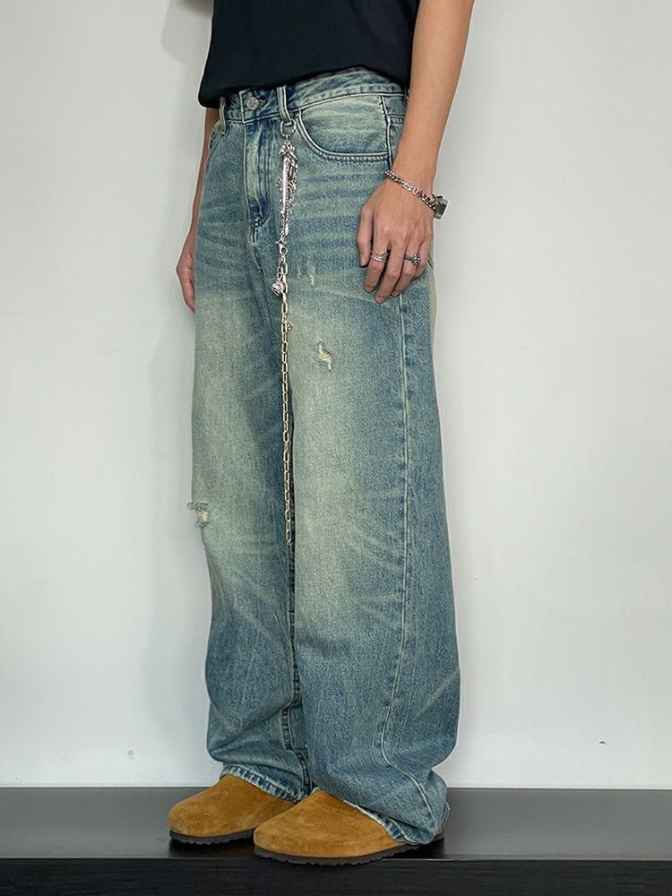 Jean × Vintage washed baggy y2k damaged faded jeans Size US 32 / EU 48 - 4 Thumbnail