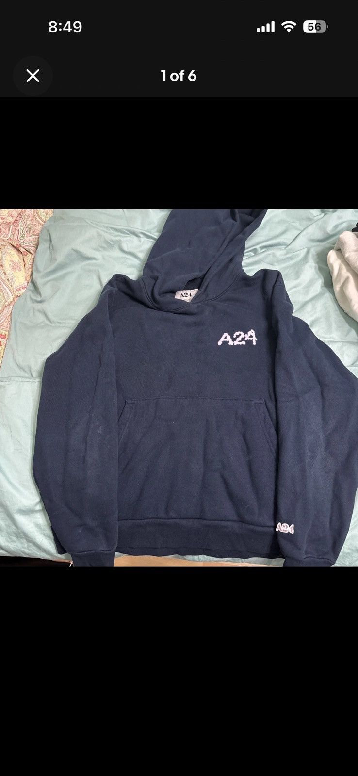 A24 A24 Logo Hoodie Medium Navy – Flower Dot Graphic Pullover Size US M / EU 48-50 / 2 - 1 Thumbnail