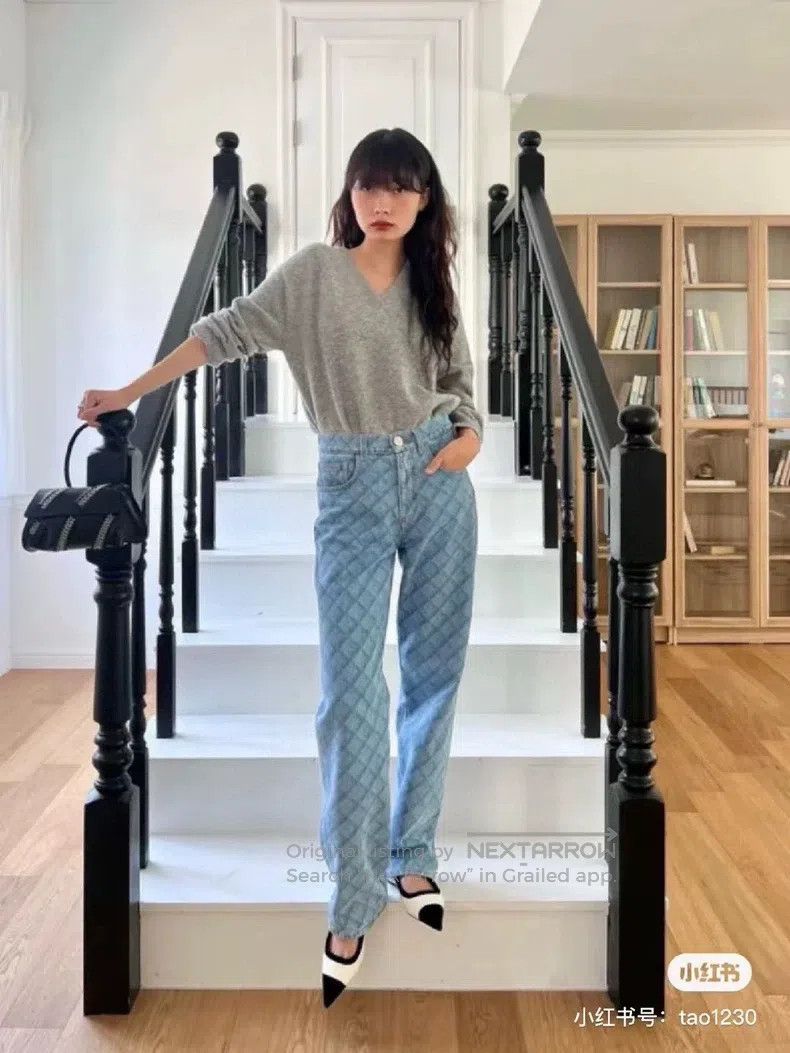 Chanel Chanel Blue diamond checkered straight jeans Size 25" / US 0 / IT 36 - 7 Thumbnail