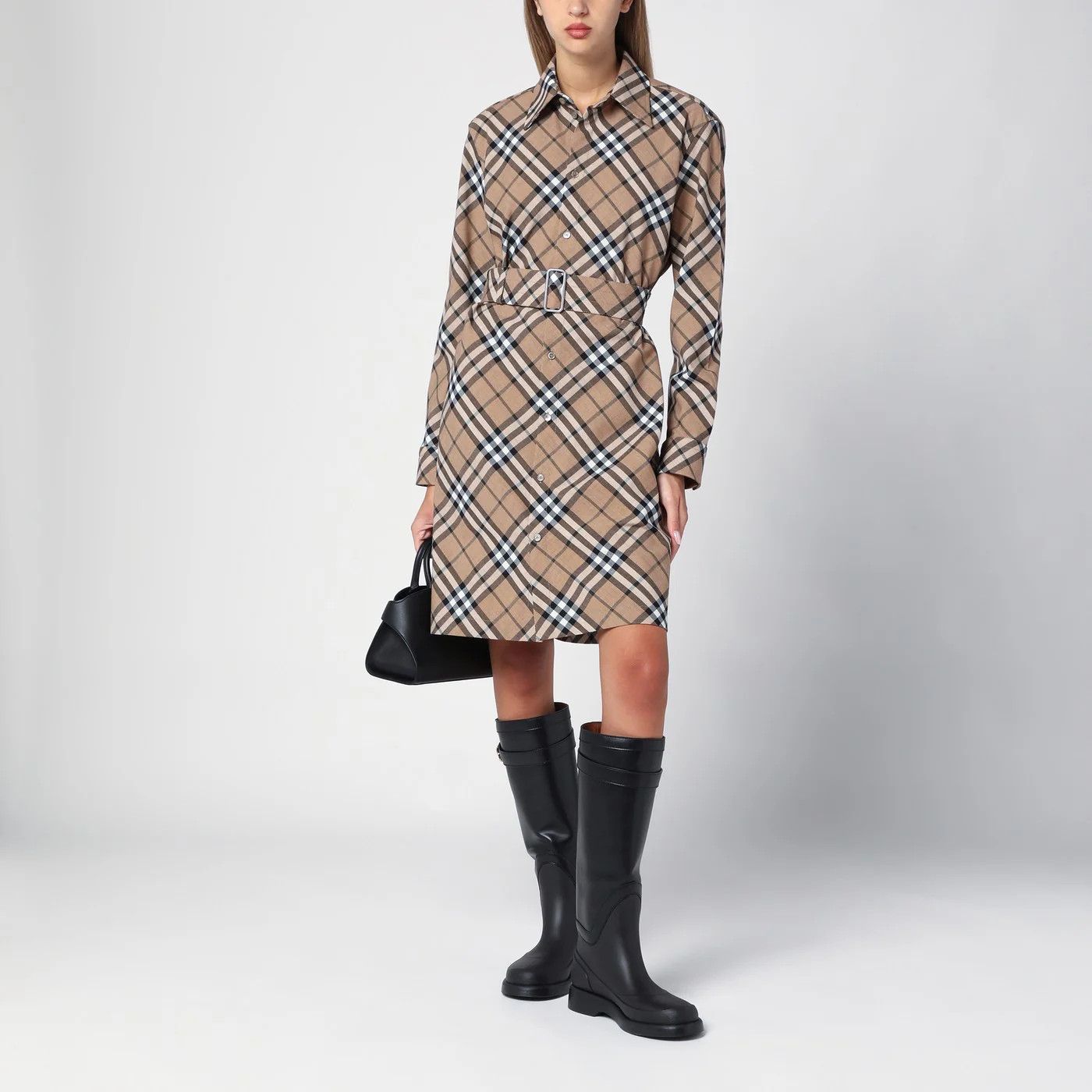 Burberry o1d2blof0426 Check Wool Blend Chemise Dress in Multicolor Size XS / US 0-2 / IT 36-38 - 2 Thumbnail