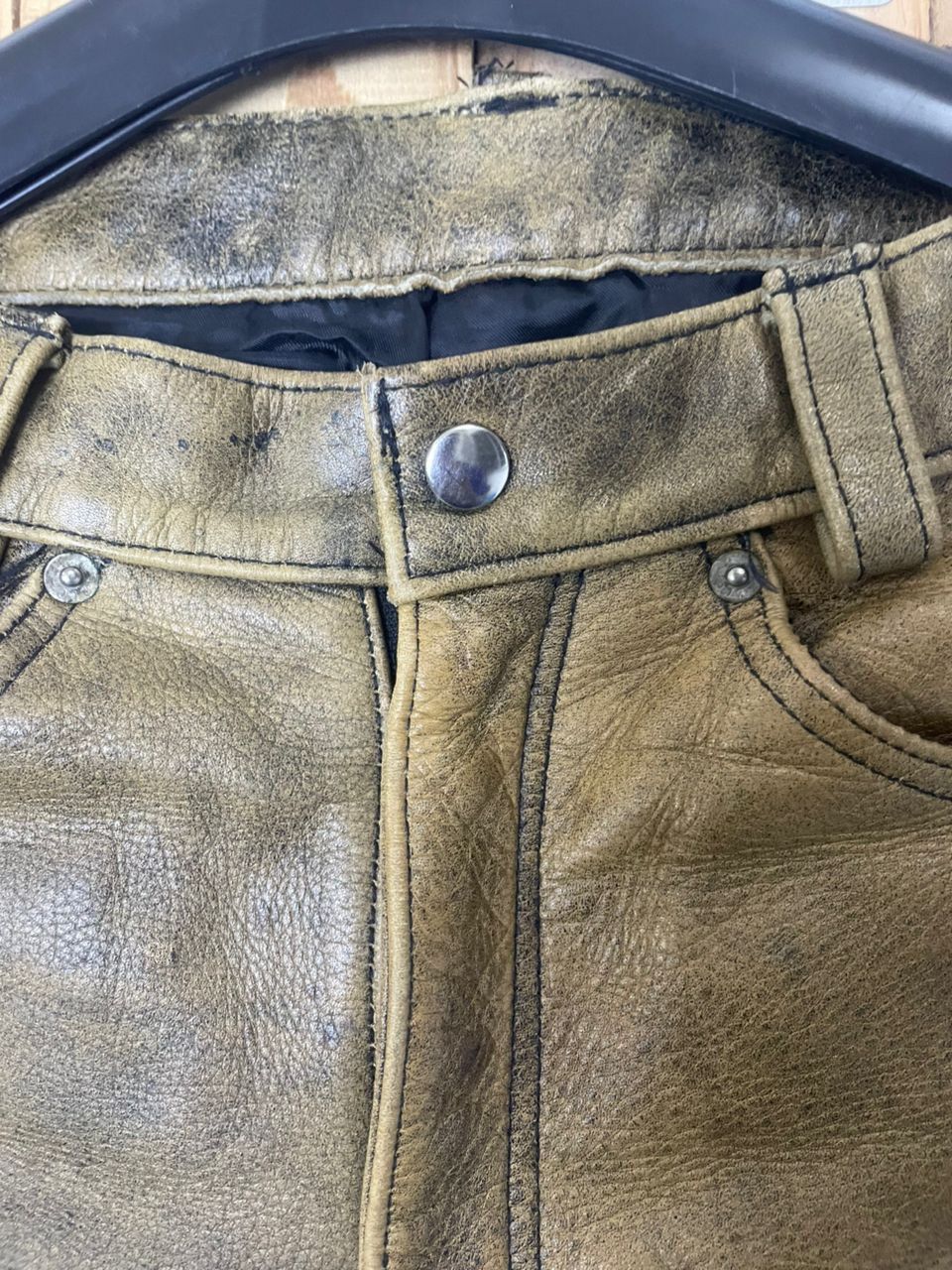Designer × Genuine Leather × Vintage Vintage R.B.C Roadmaster Denim Leather Pants Size US 31 - 2 Thumbnail