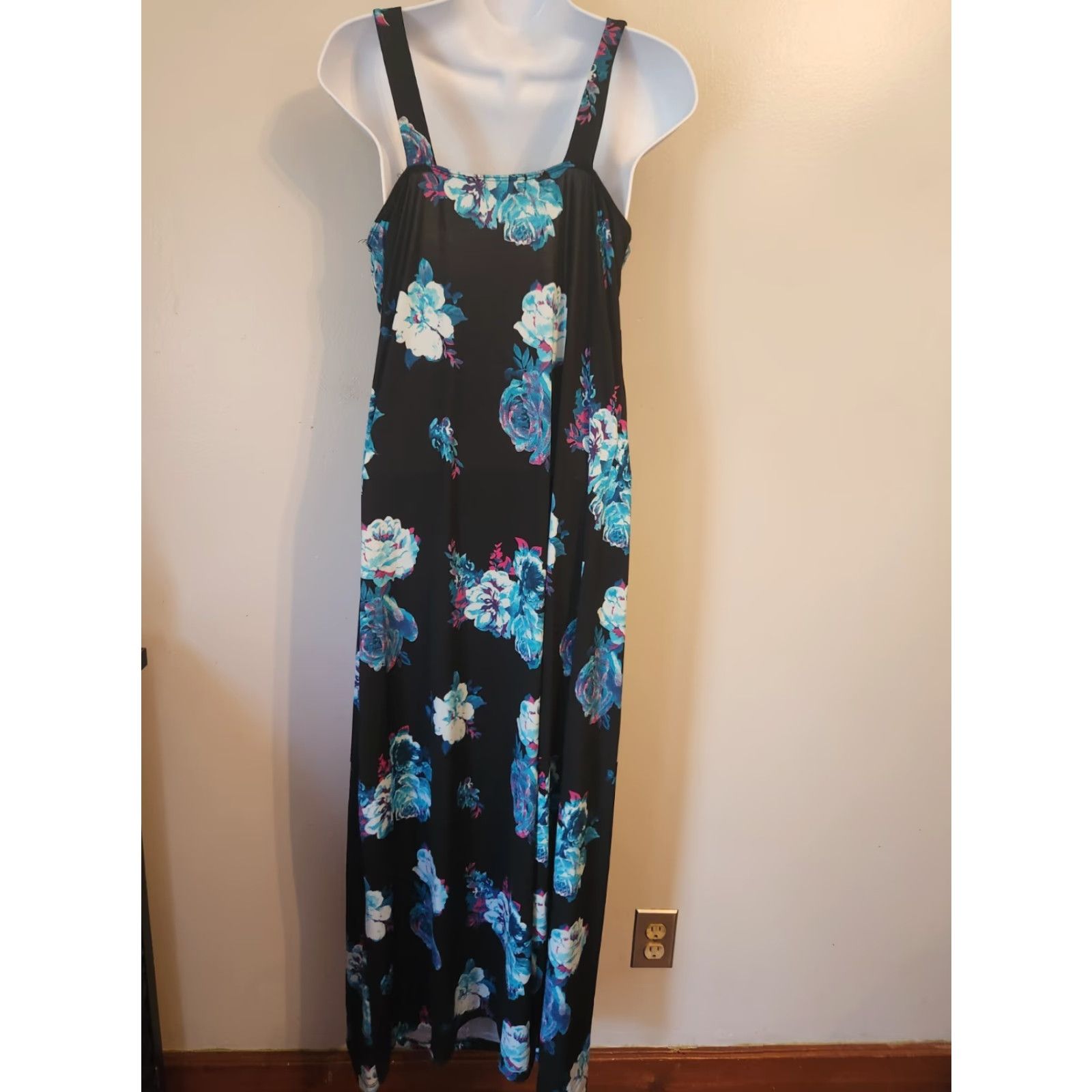 Vintage Metaphor Floral Black Empire Waist Sleeveless Maxi Dress M Petite Womens Maxi Dress Size M / US 6-8 / IT 42-44 - 6 Thumbnail