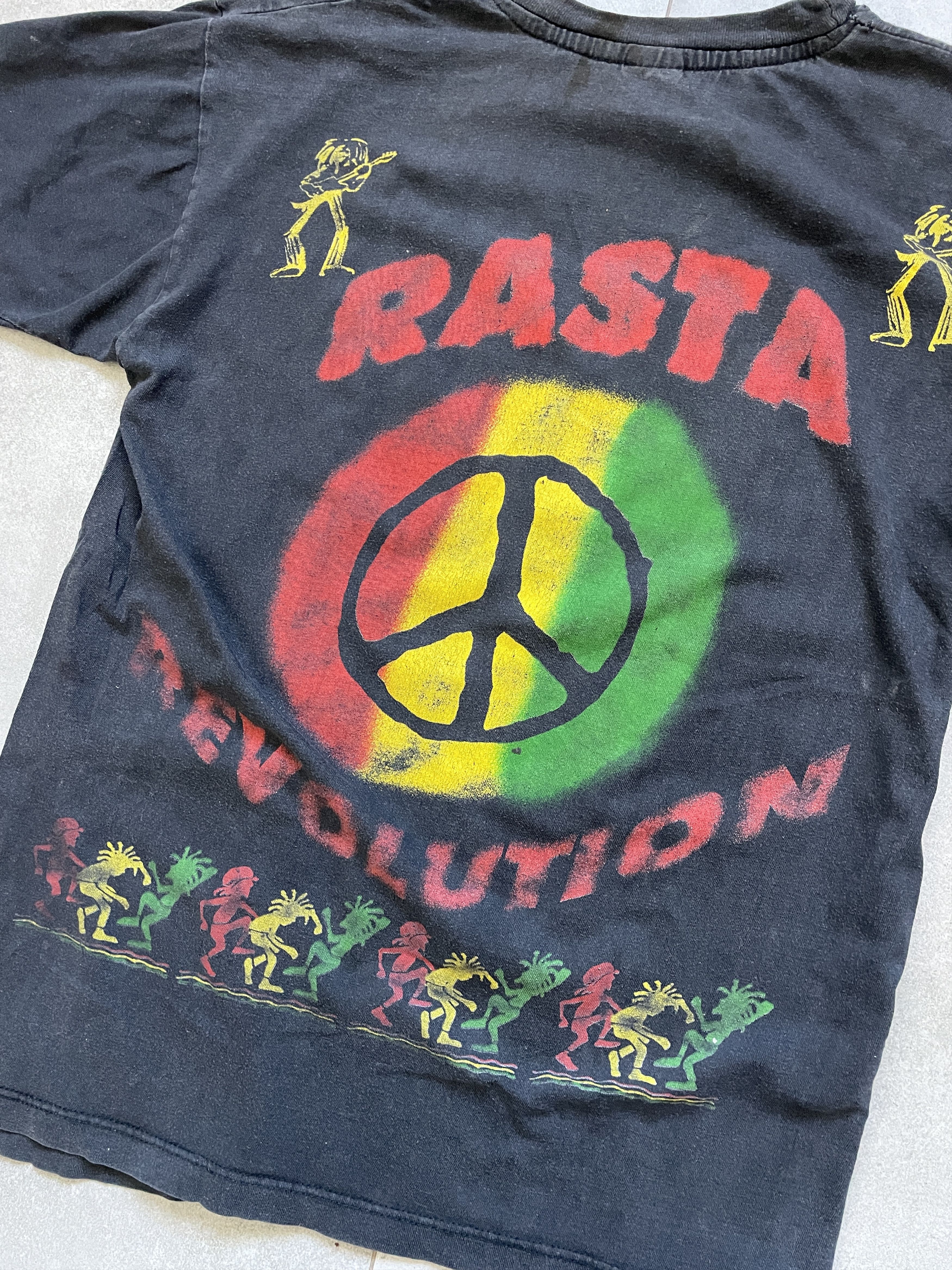 Vintage VINTAGE 90S BOB MARLEY RASTA REVOLUTION BLACK WASHED TEE Size US XL / EU 56 / 4 - 3 Thumbnail