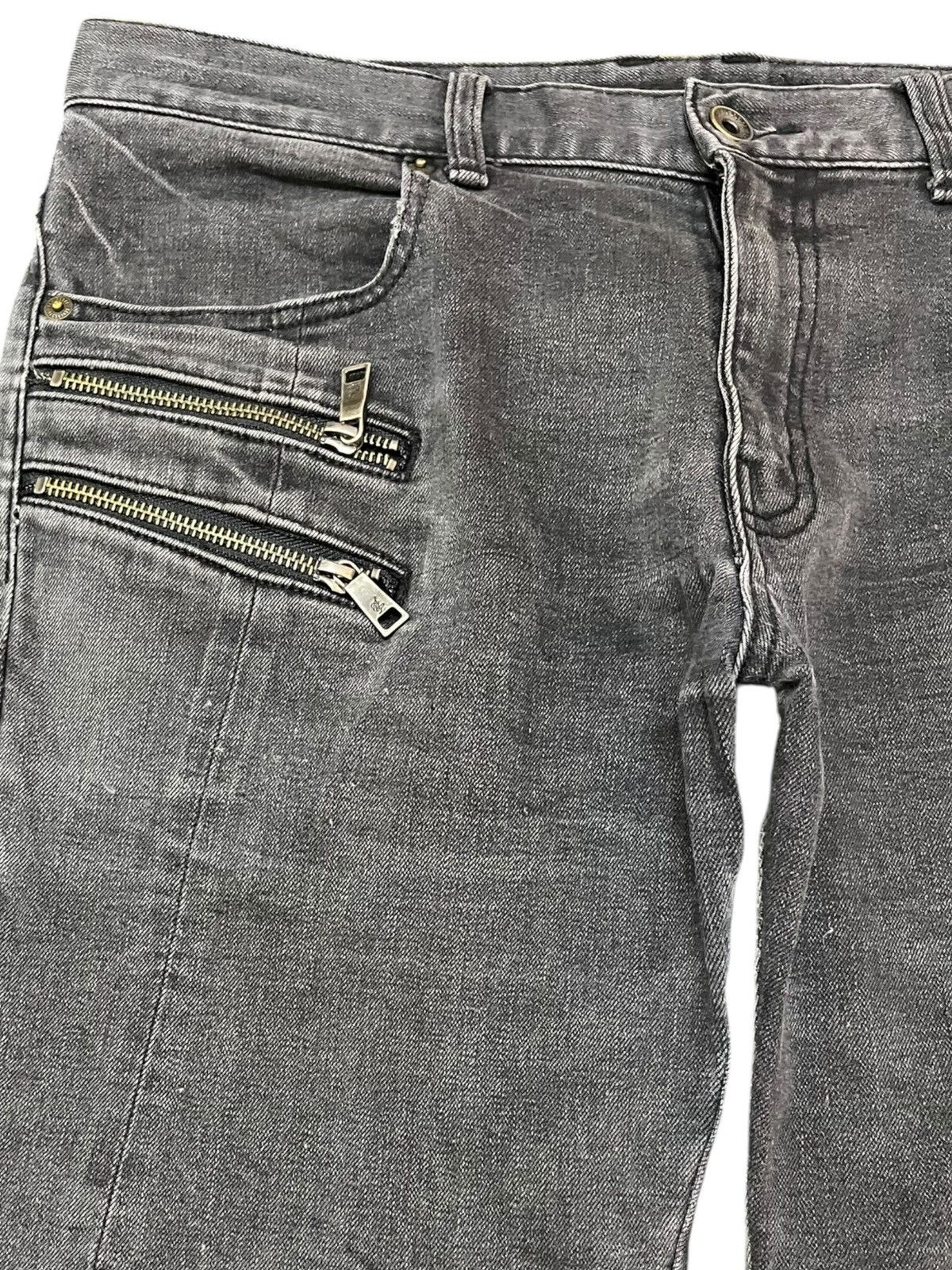 Schlussel Vintage Schlussel Multi Zipper Pocket Biker Denim Size US 33 - 3 Thumbnail