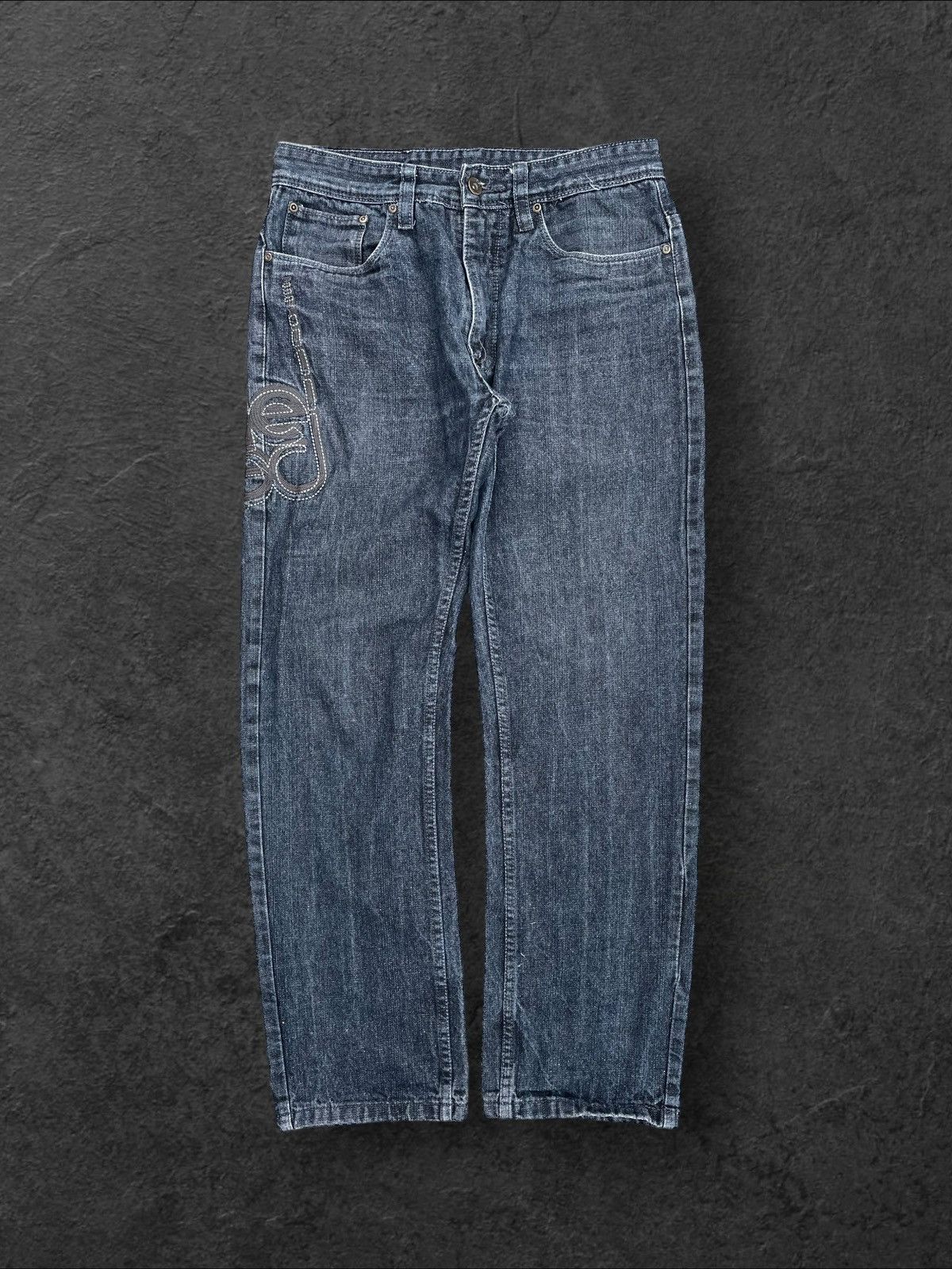 Pelle Pelle × Vintage Vintage Y2K Pelle Pelle SpellOut Denim Pants Skate Rap Jnco Size US 32 / EU 48 - 2 Thumbnail