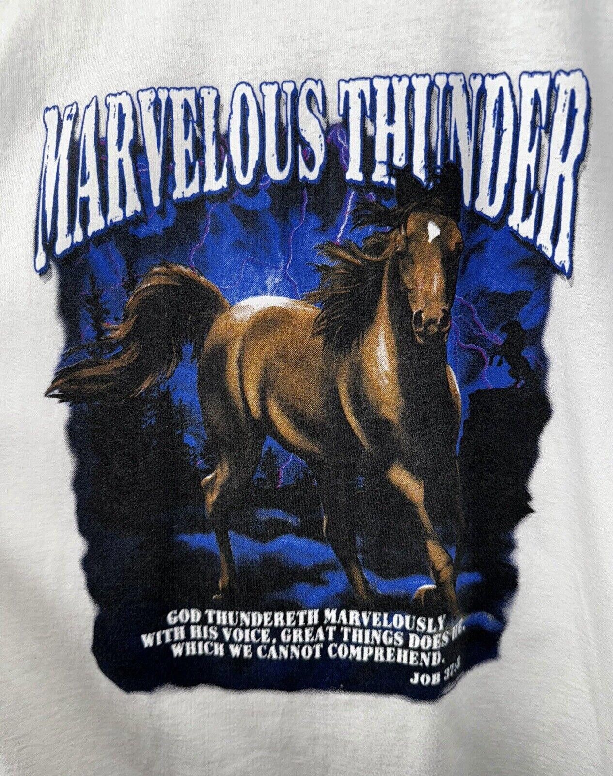 Designer VTG 90s Marvelous Thunder Lightning Horse Religious Shirt L Size US L / EU 52-54 / 3 - 2 Thumbnail