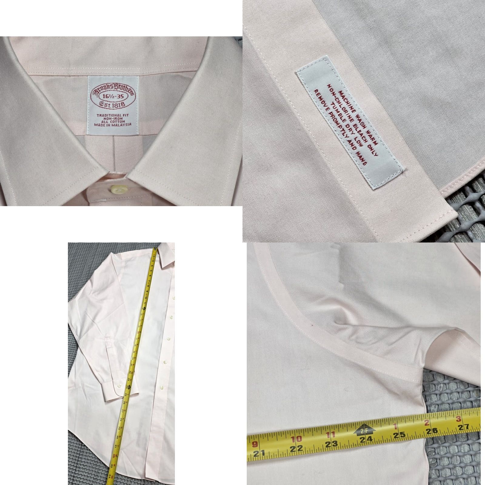 Brooks Brothers Brooks Brothers Button-Up Shirt 16.5-35 Pink Long Sleeve Mens Traditional Shirt Size 34R - 8 Thumbnail