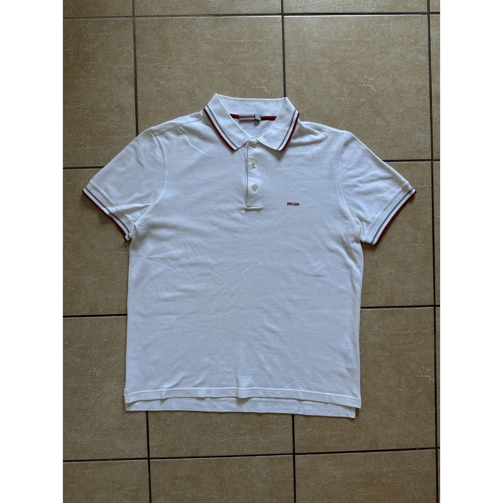 Prada Prada Vintage Contrast Tipped Mini Logo Polo Shirt Size US M / EU 48-50 / 2 - 1 Thumbnail