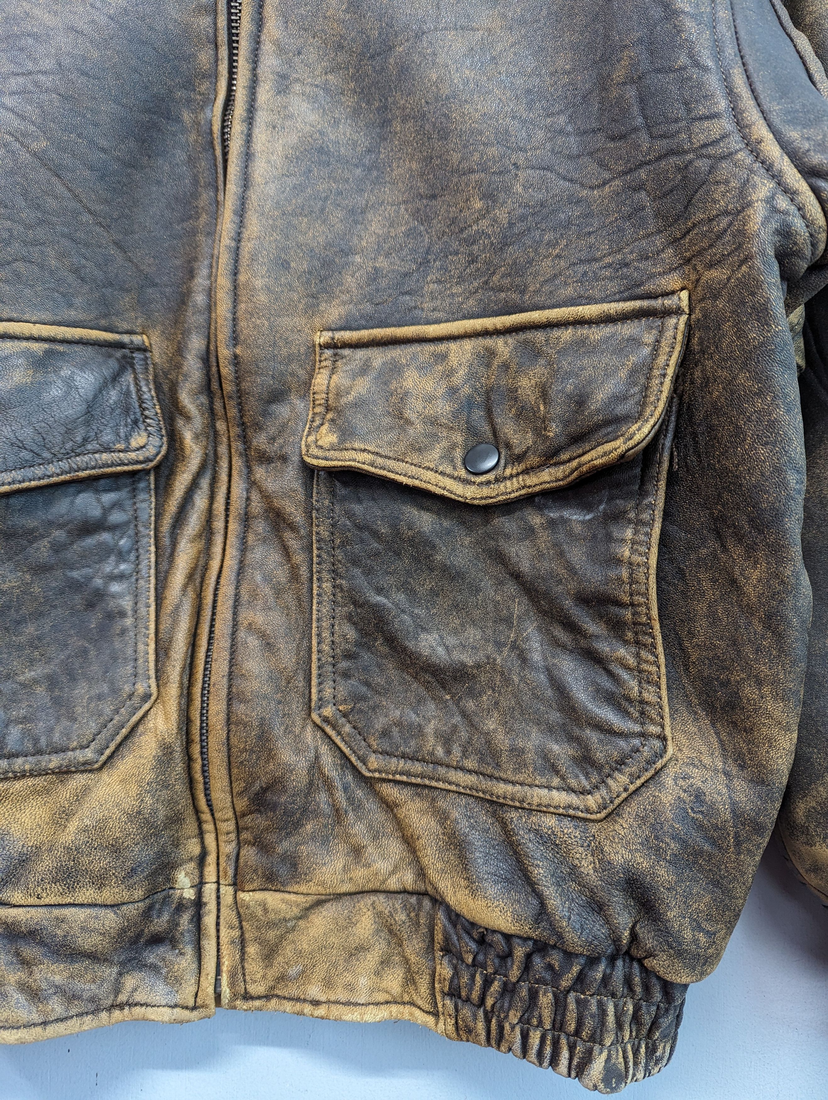 Vintage 🔥Vintage Unbrand Patina Distressed Leather Jacket Size US M / EU 48-50 / 2 - 7 Thumbnail