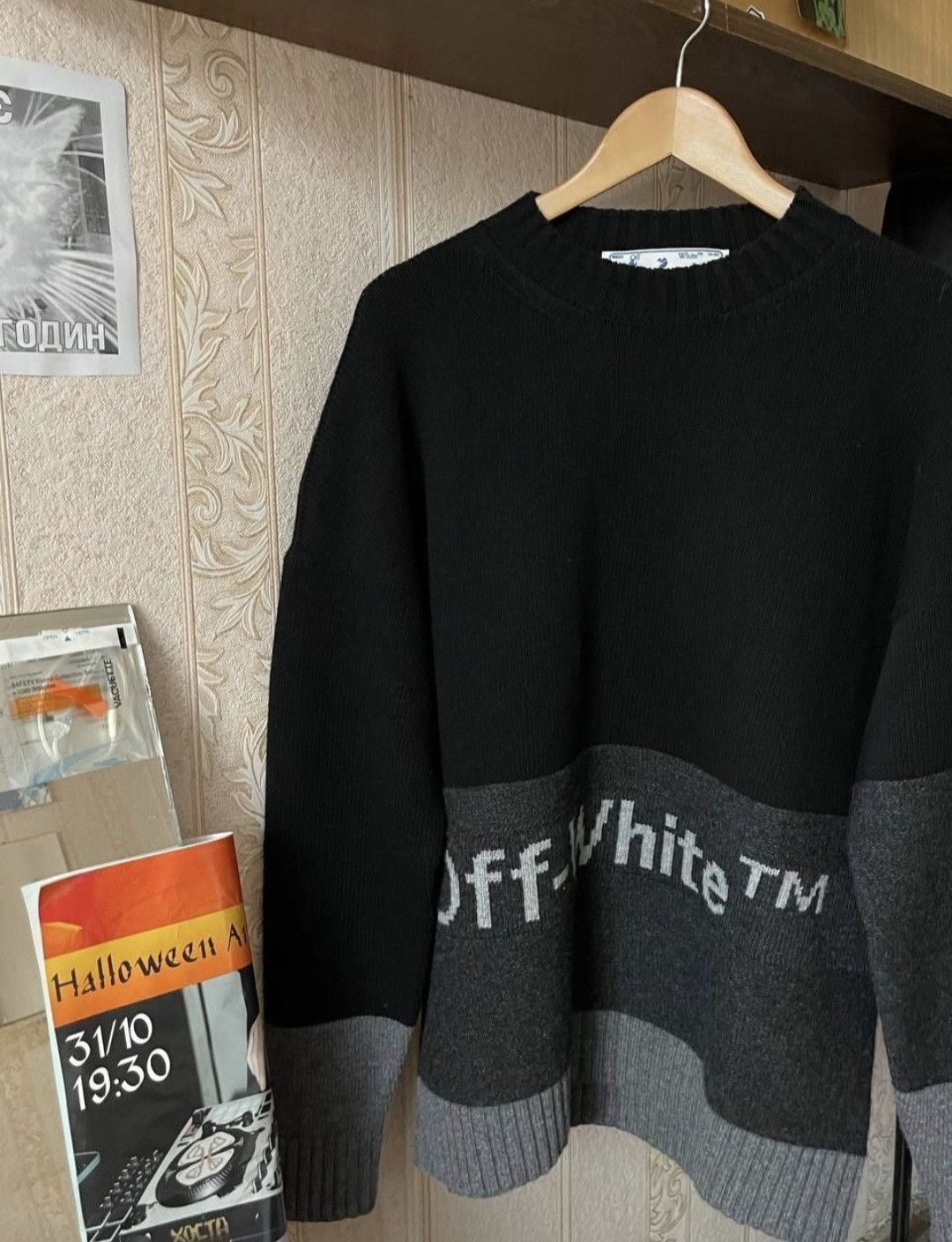 Off-White Off-White Blocked Logo Black Knit Jumper Size US M / EU 48-50 / 2 - 1 Thumbnail
