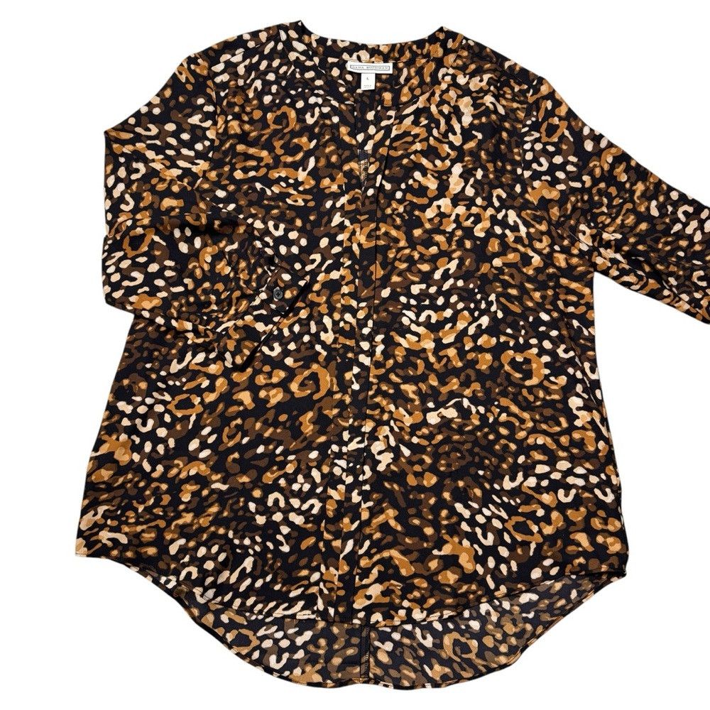 Other Dana Buchman 3/4 Sleeve Split Neck Animal Print Blouse Size Size L / US 10 / IT 46 - 5 Thumbnail