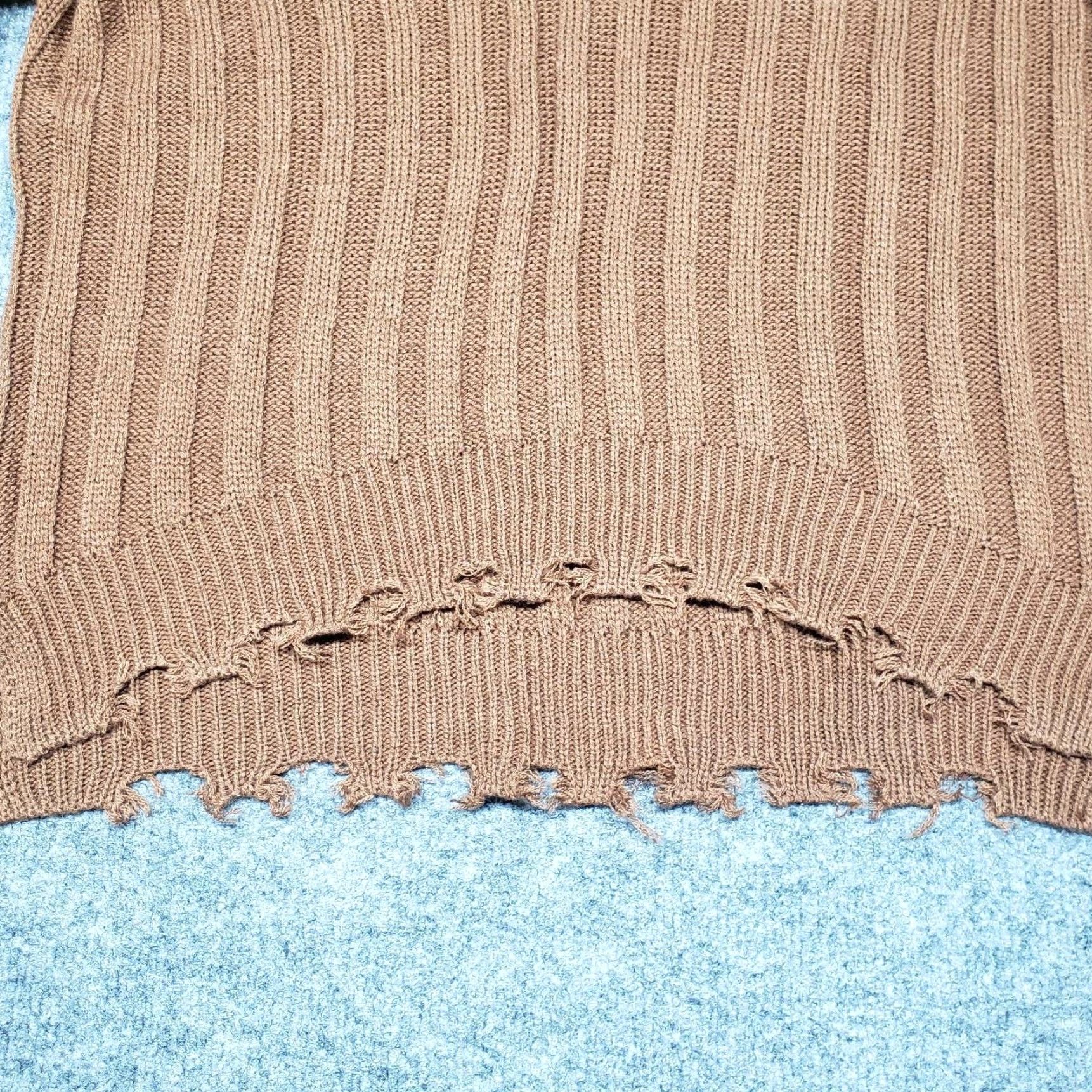 Vintage Rue21 Sweater Womens M Brown Long Sleeve V-Neck Pullover Distressed Edges New Size M / US 6-8 / IT 42-44 - 5 Thumbnail