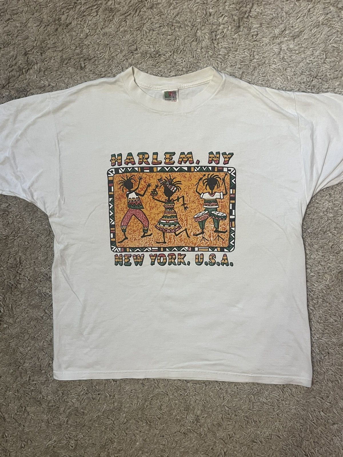 Vintage Vintage 90s Harlem New York Jamaican Dance T-Shirt Rare USA Size US XL / EU 56 / 4 - 1 Thumbnail