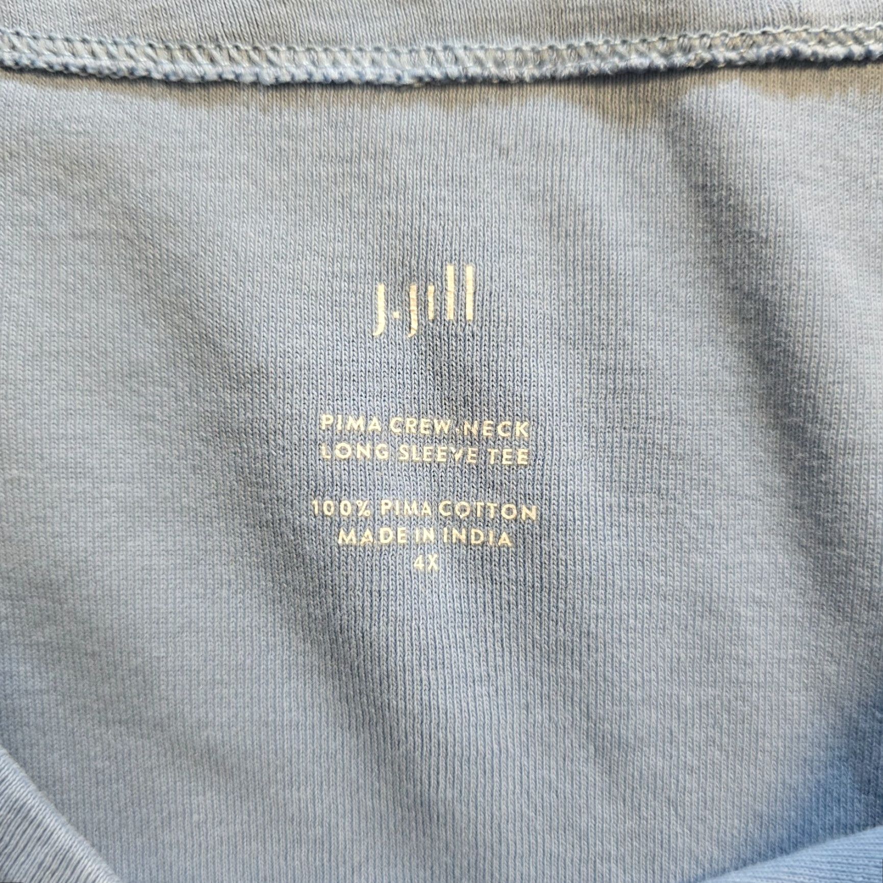 J. Jill J. Jill Shirt Womens 4X Blue Crew Neck Long Sleeve Stretch Casual Basic Size XXL / US 16-18 / IT 52-54 - 4 Thumbnail