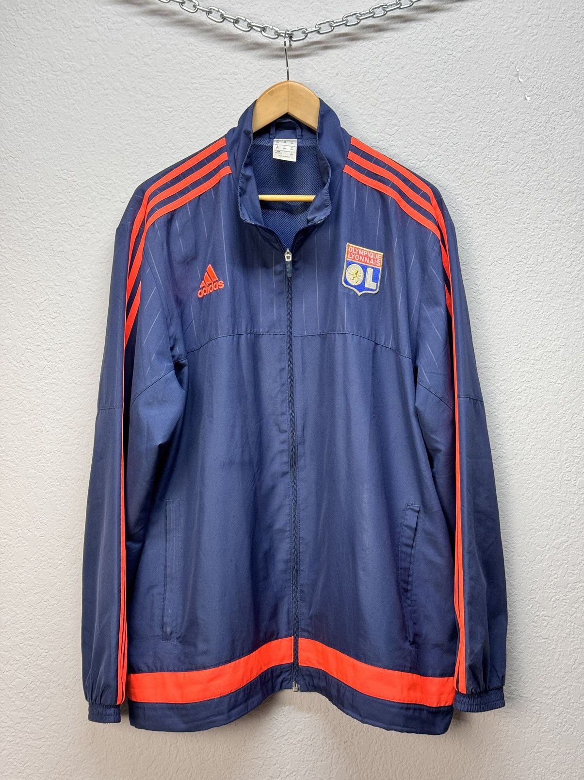 Adidas × Vintage Adidas Olympique Lyon Zip Sweatshirt Soccer Jersey 2015 Size US XL / EU 56 / 4 - 2 Thumbnail