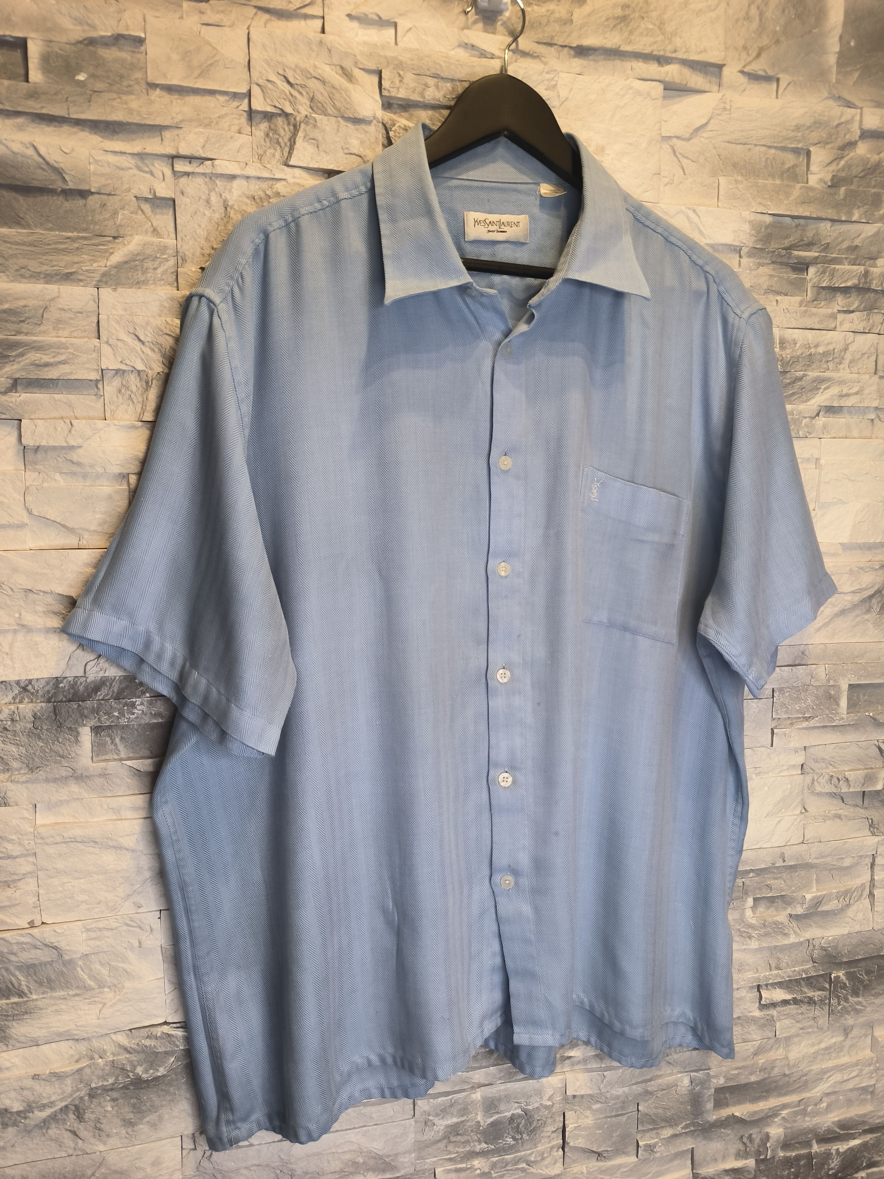 Yves Saint Laurent YSL Pour Homme Shirt Button-Up Saint Laurent Logo Size US XXL / EU 58 / 5 - 3 Thumbnail